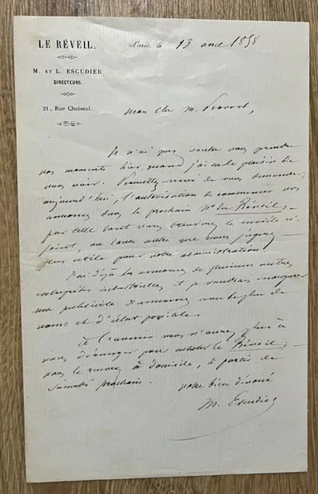 ESCUDIER (Marie-Pierre) (1818–1880), French journalist, musi - Lot 152
