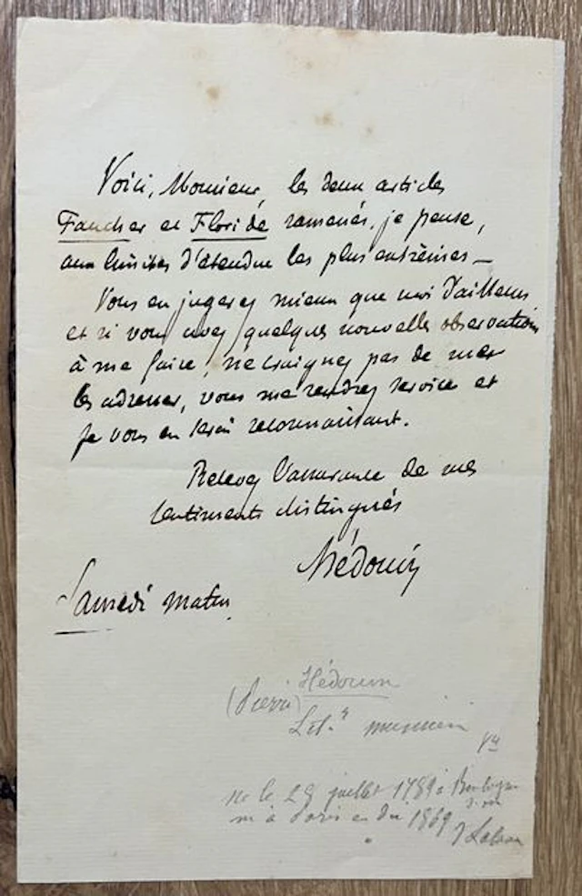 HÉDOUIN (Pierre) (1789-1868). Né à Boulogne-sur-Mer. Avocat, - Lot 210