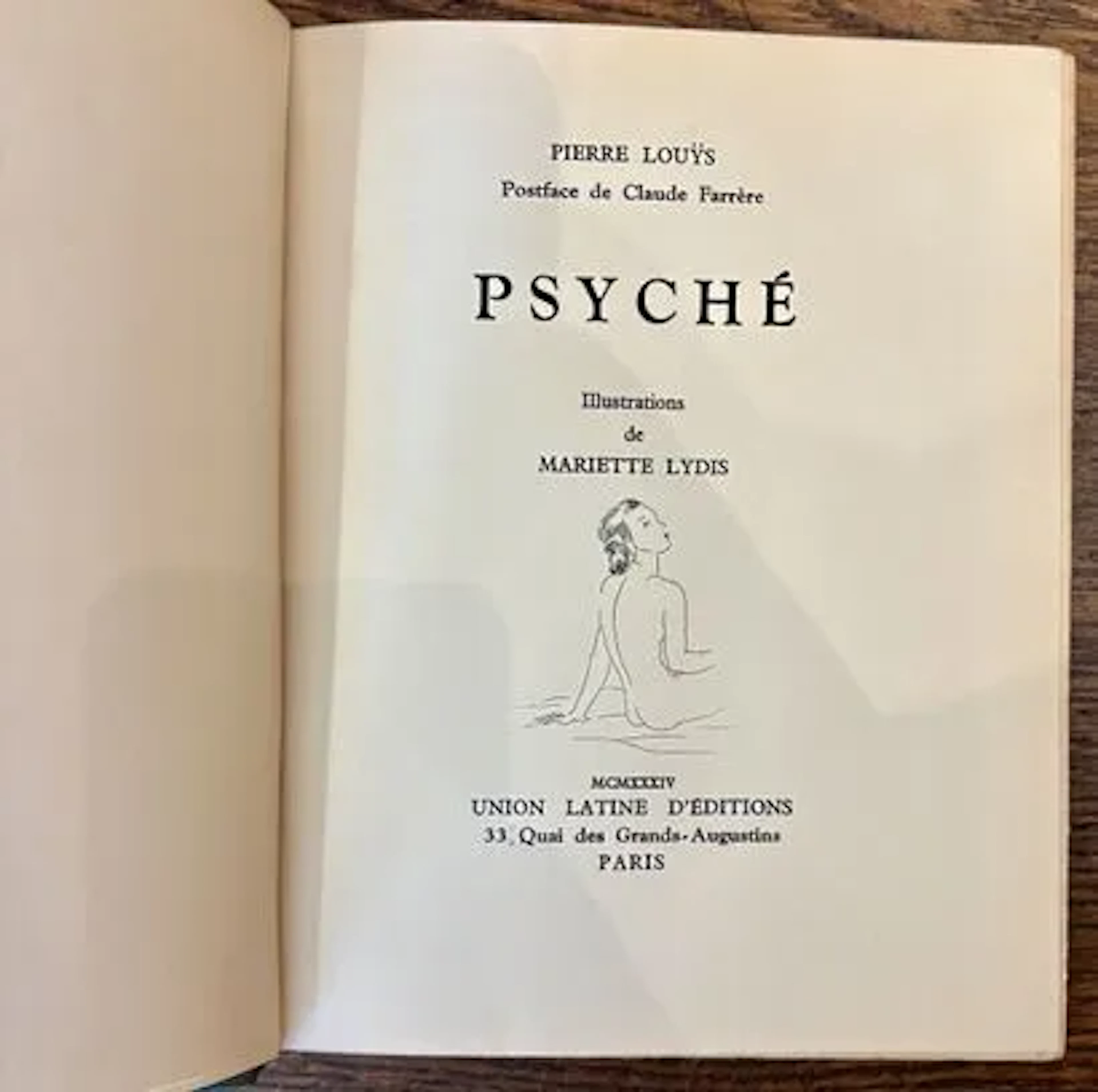 LOUŸS (Pierre). Psyché. Paris, Union Latine d'Éditions, 1934 - Lot 177