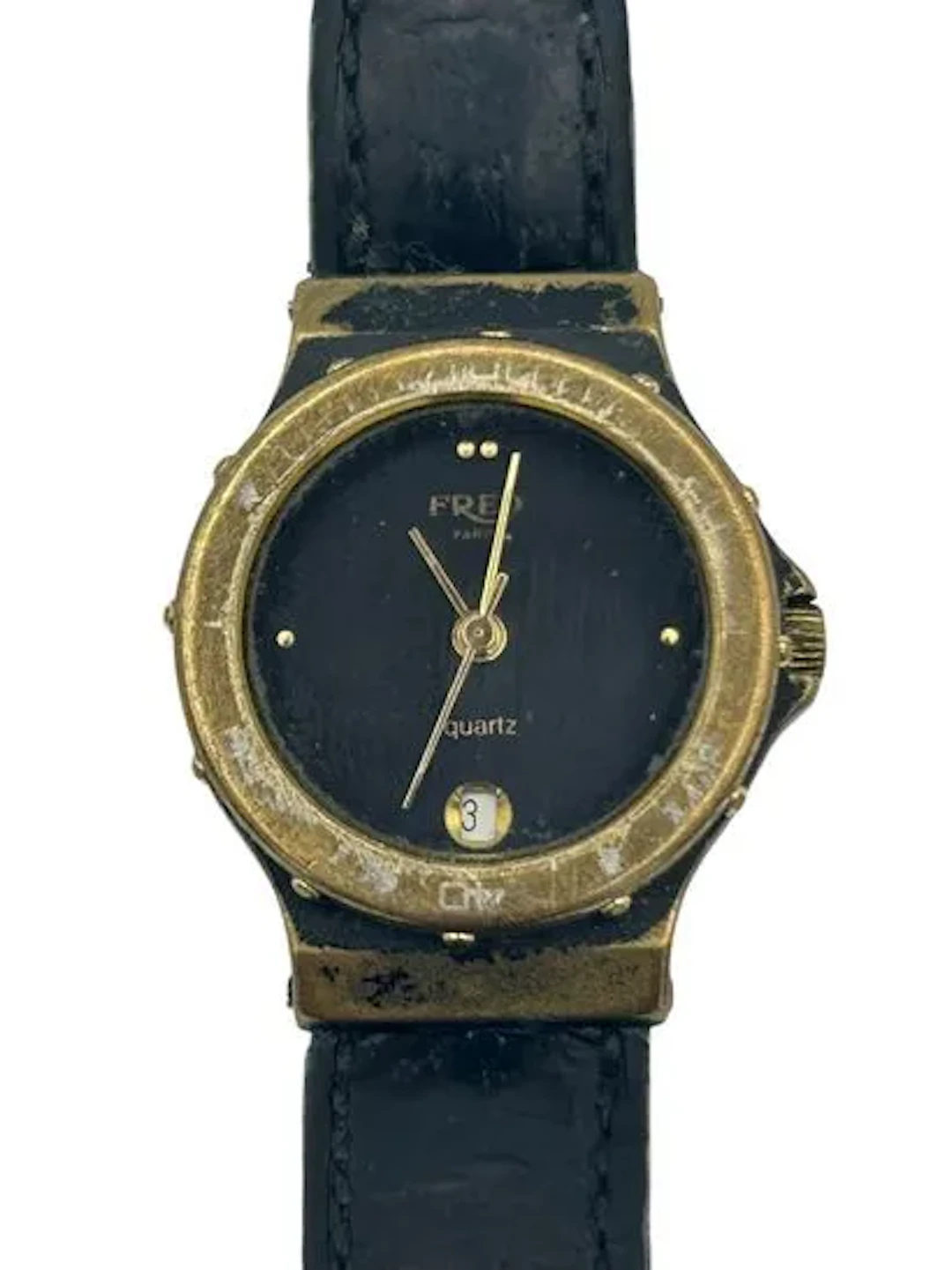 FRED montre de dame en laiton et laqué noir (usure prononcée - Lot 391