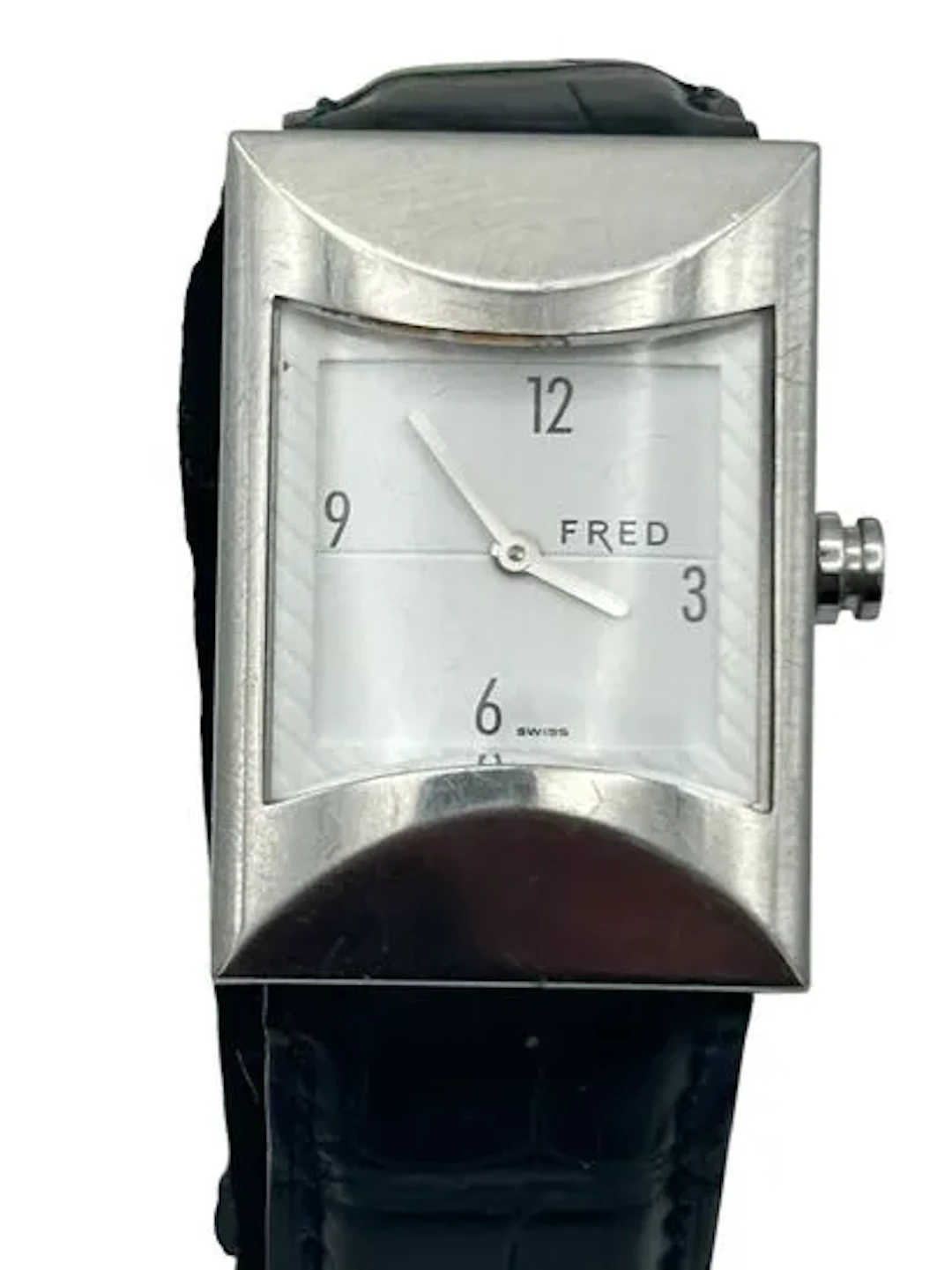 FRED, montre en acier de forme rectangulaire à pans coupés e - Lot 365