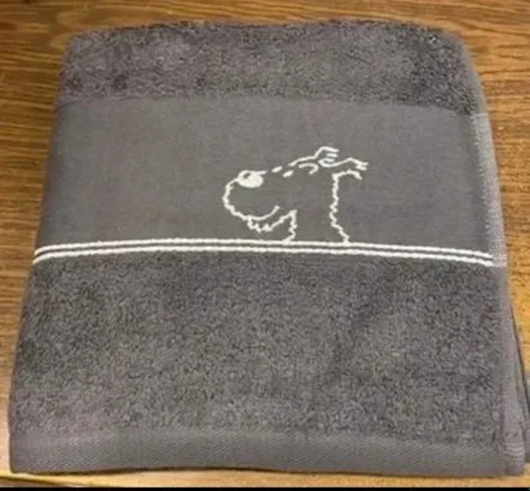 Tintin and Snowy Bath Towel - Steel Gray 50x100 cm (Official - Lot 257