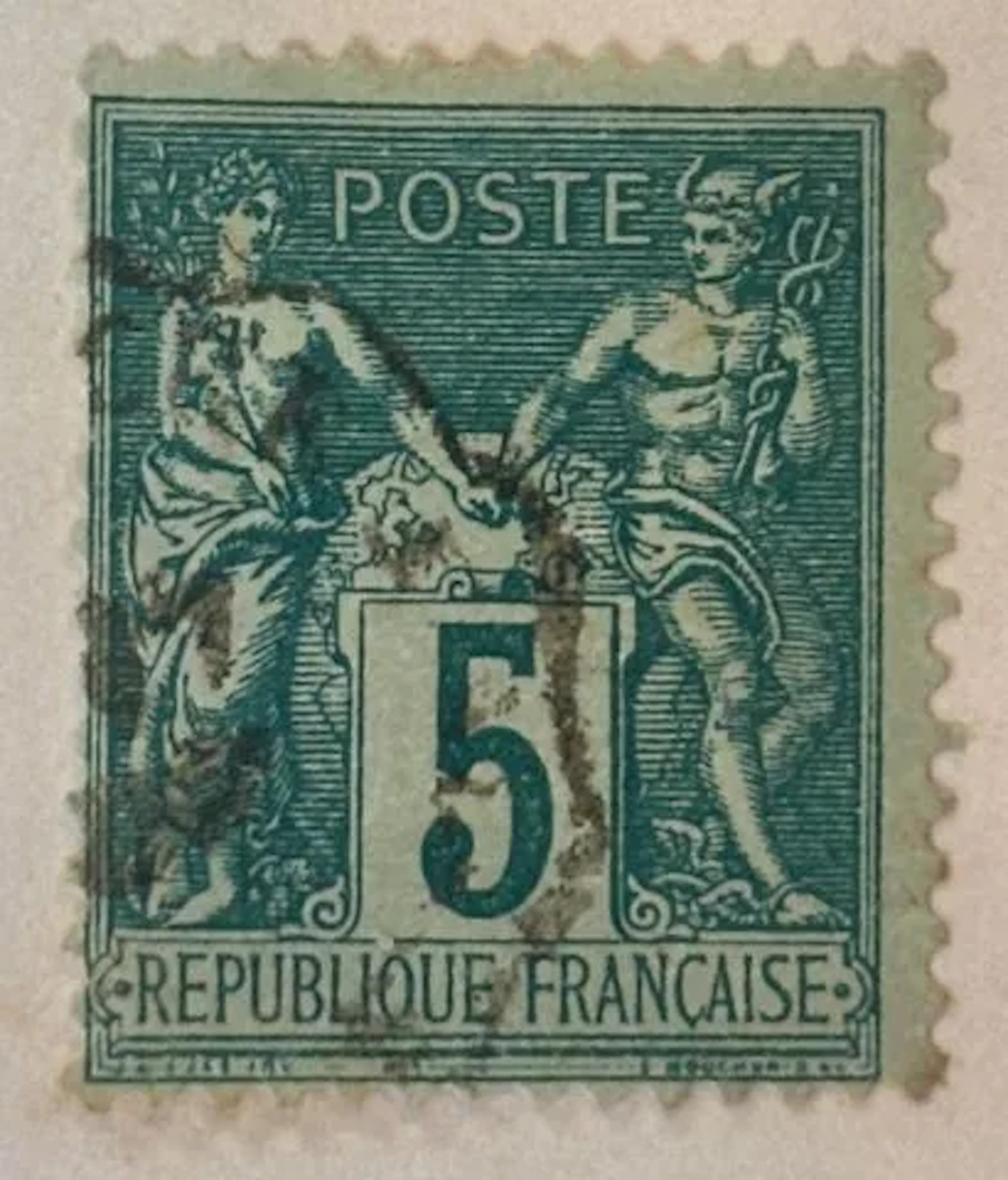 FRANCE — TYPE SAGE — 5 CENTIMES BLEU-VERT - Lot 226
