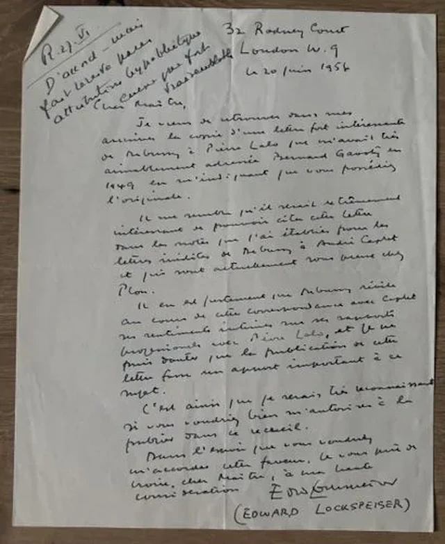 LOCKSPEISER (Edward). (1905-1973). Musicologue, critique mus - Lot 261