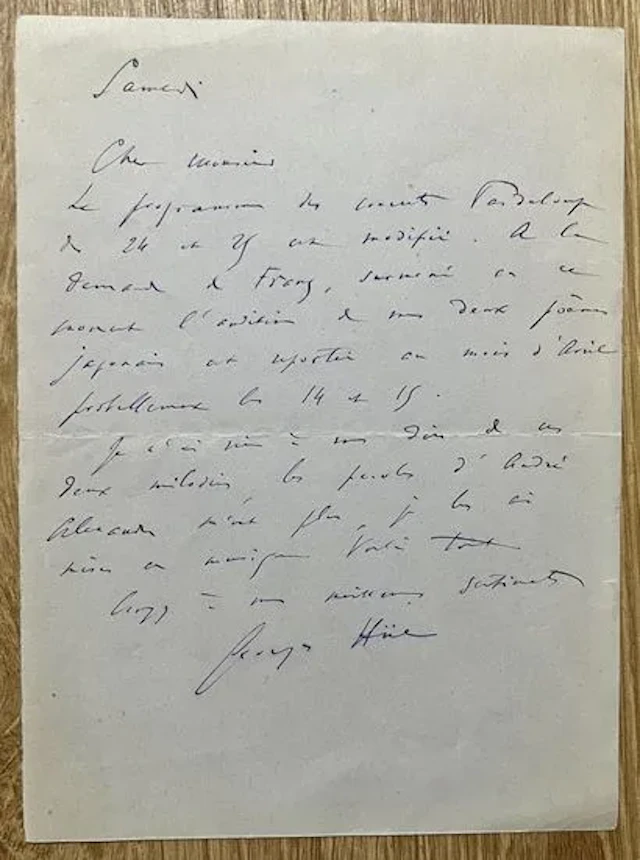 HÜE (Georges) (1858-1948). Compositeur français, auteur de p - Lot 220