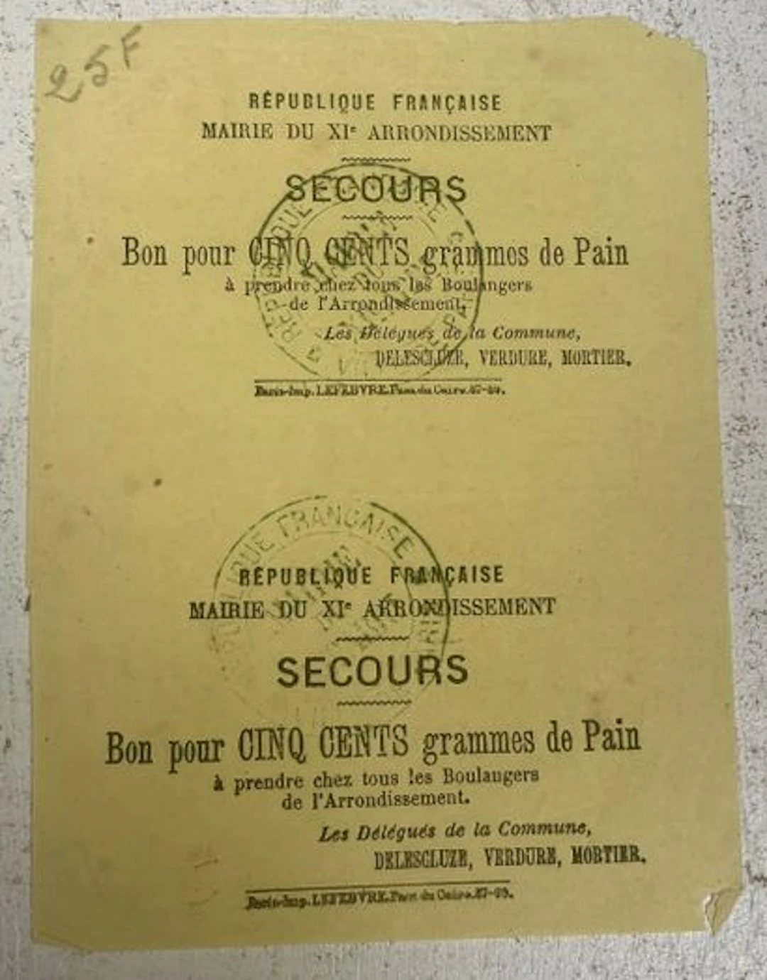COMMUNE DE PARIS — BONS DE PAIN - Lot 90