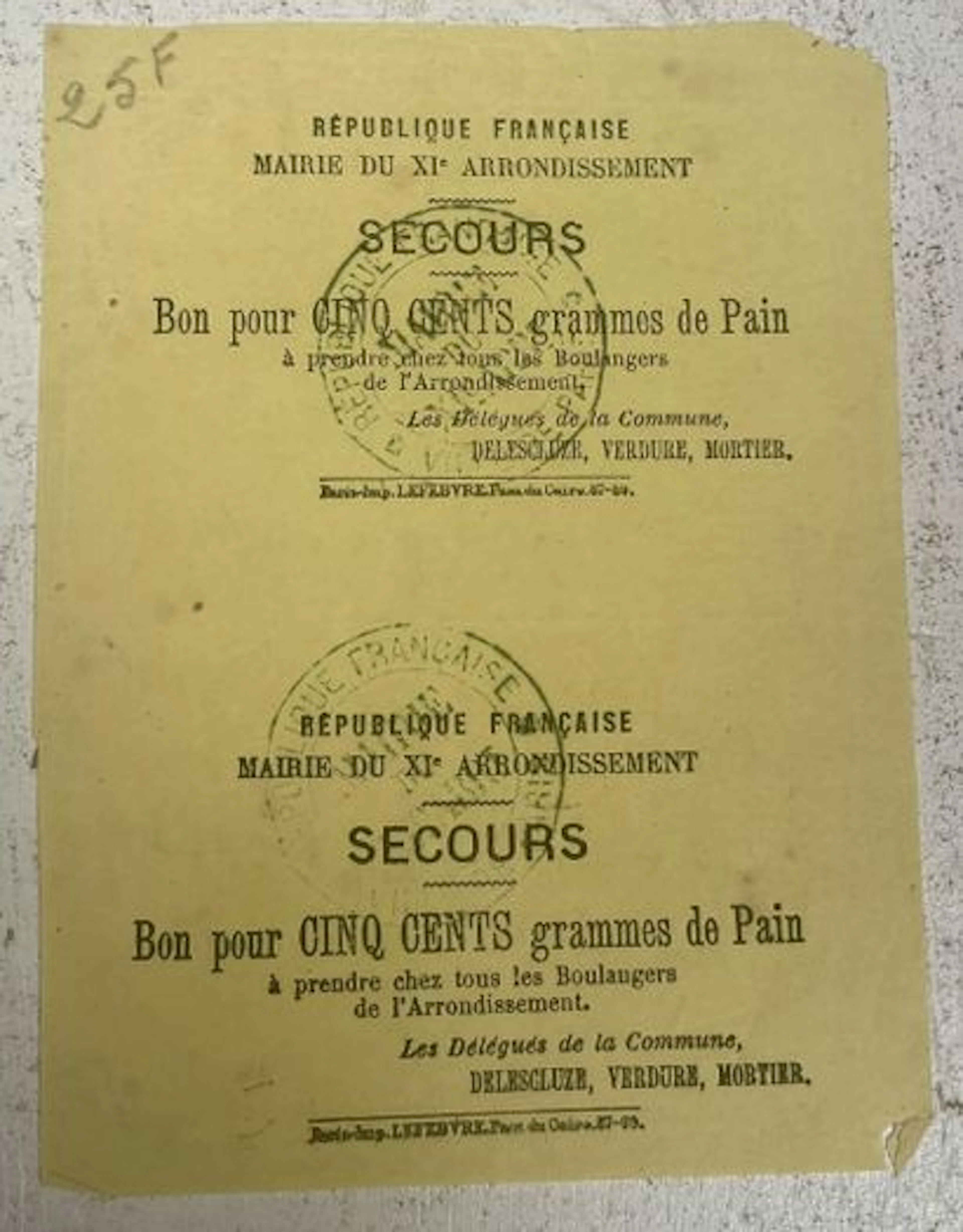 COMMUNE DE PARIS — BONS DE PAIN - Lot 90
