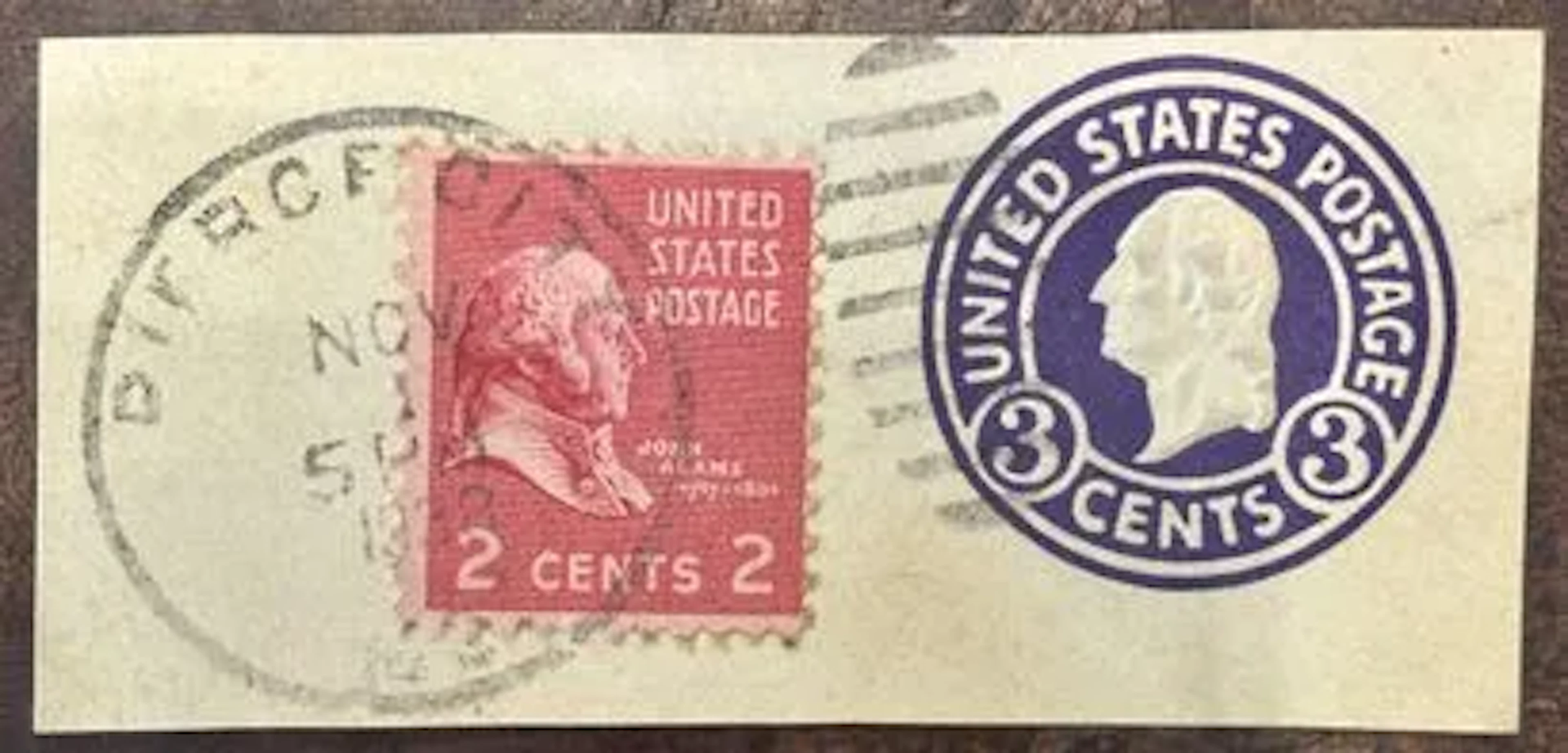 ÉTATS-UNIS — John Adams, 2 cents + entier postal 3 cents - Lot 59