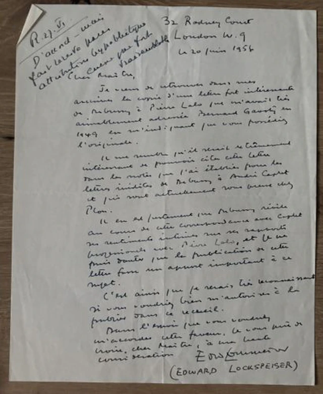 LOCKSPEISER (Edward). (1905-1973). Musicologue, critique mus - Lot 261