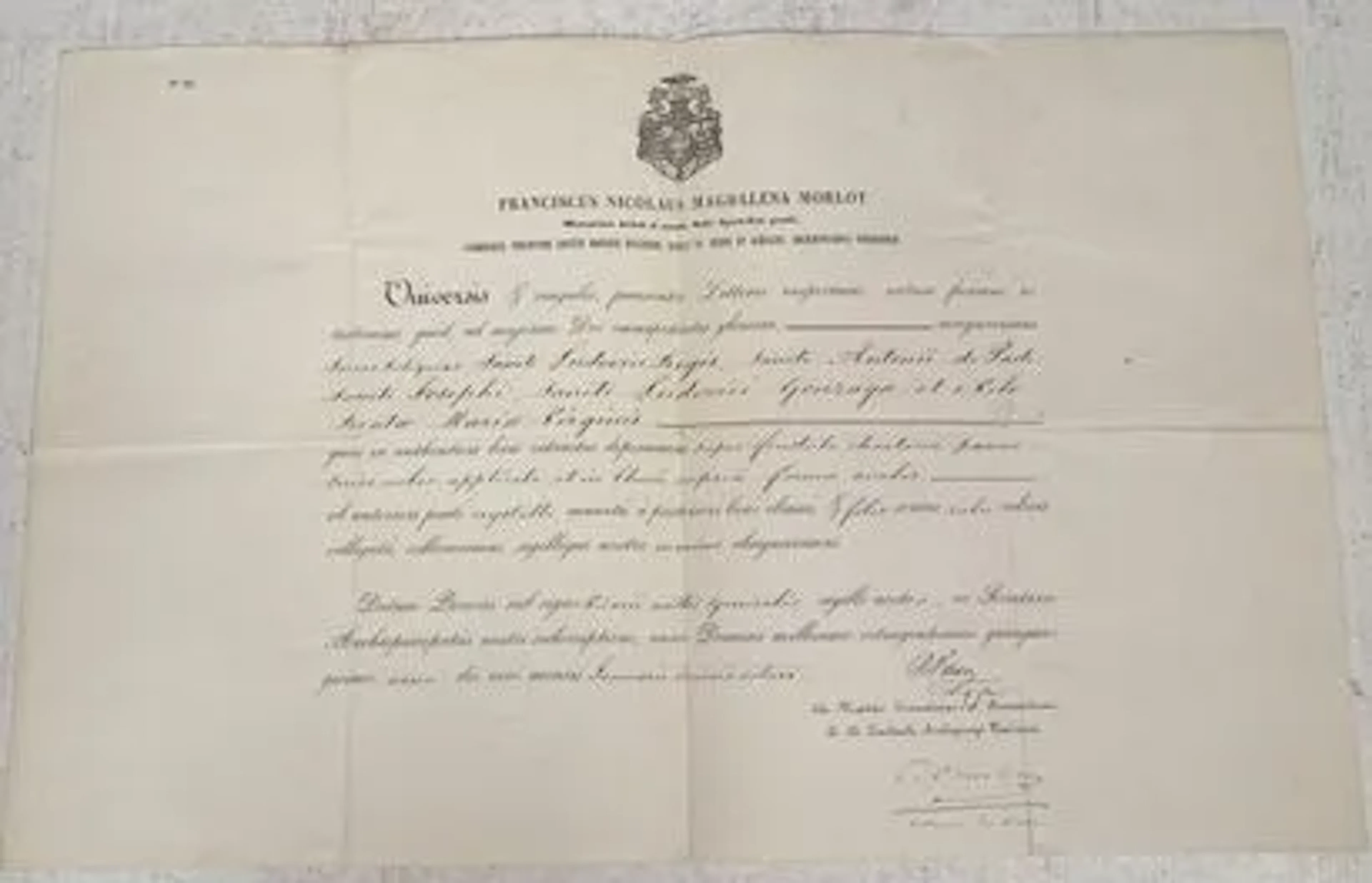 ARCHDIOCESE OF PARIS — CERTIFICATE OF RELICS - Lot 55