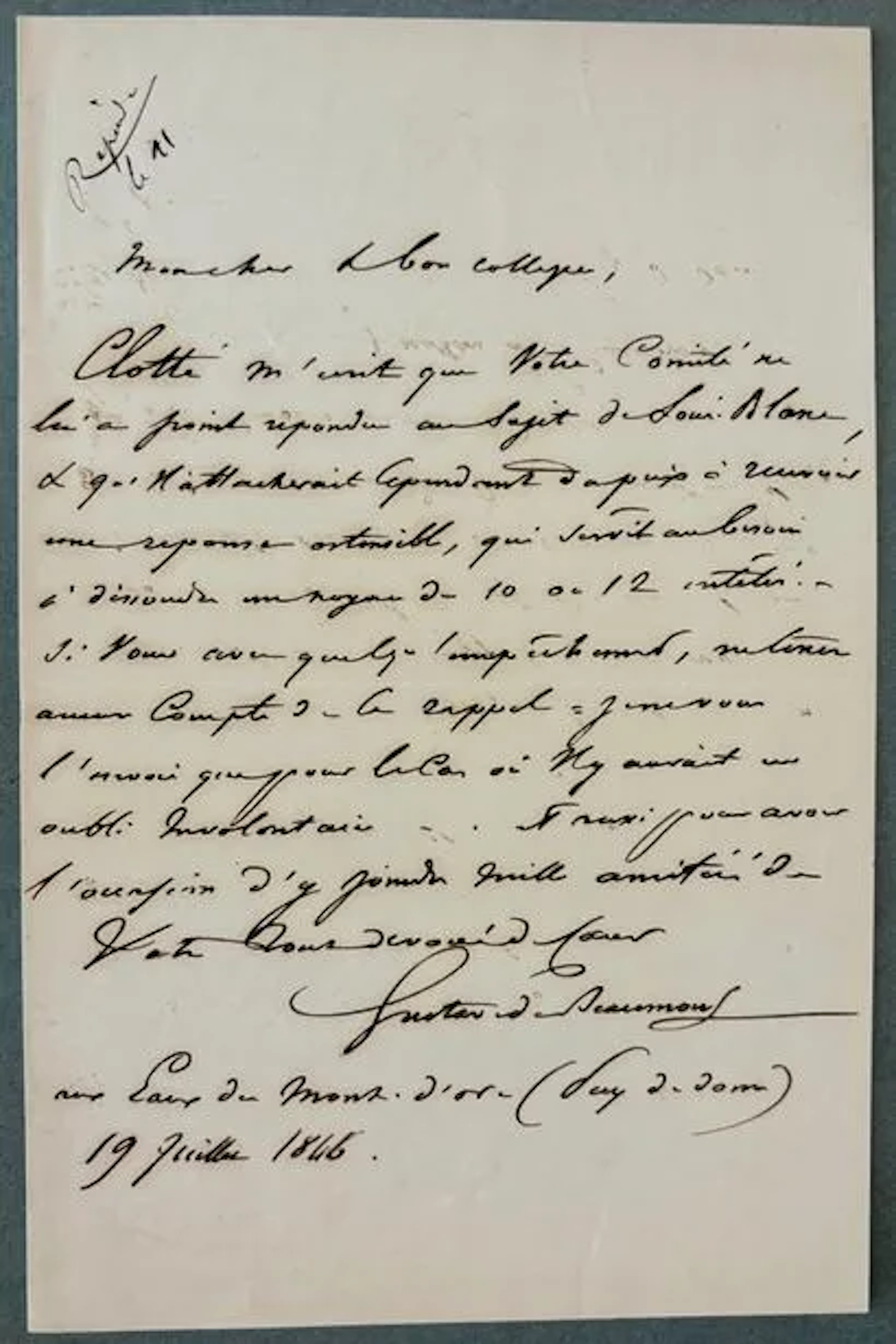 BEAUMONT (Gustave Auguste de LA BONNINIÈRE DE) - Lot 46