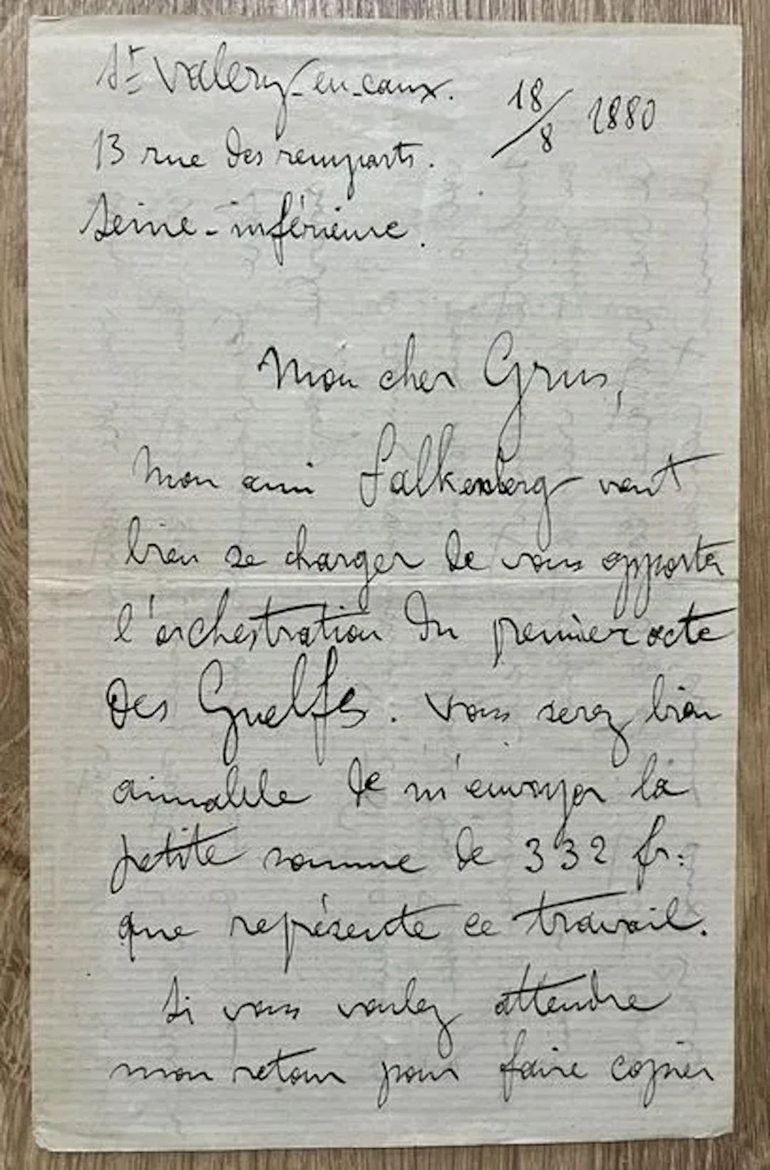 GODARD (Benjamin) (1849–1895), French composer, violinist, a - Lot 181
