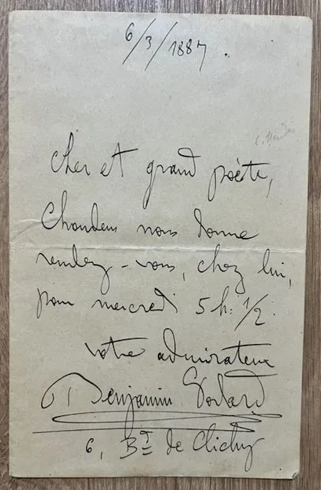 GODARD (Benjamin) (1849–1895), French composer, violinist, a - Lot 180