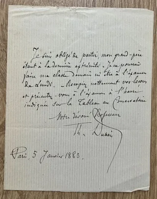DUBOIS (Théodore) (1837–1924), French composer, organist, an - Lot 139