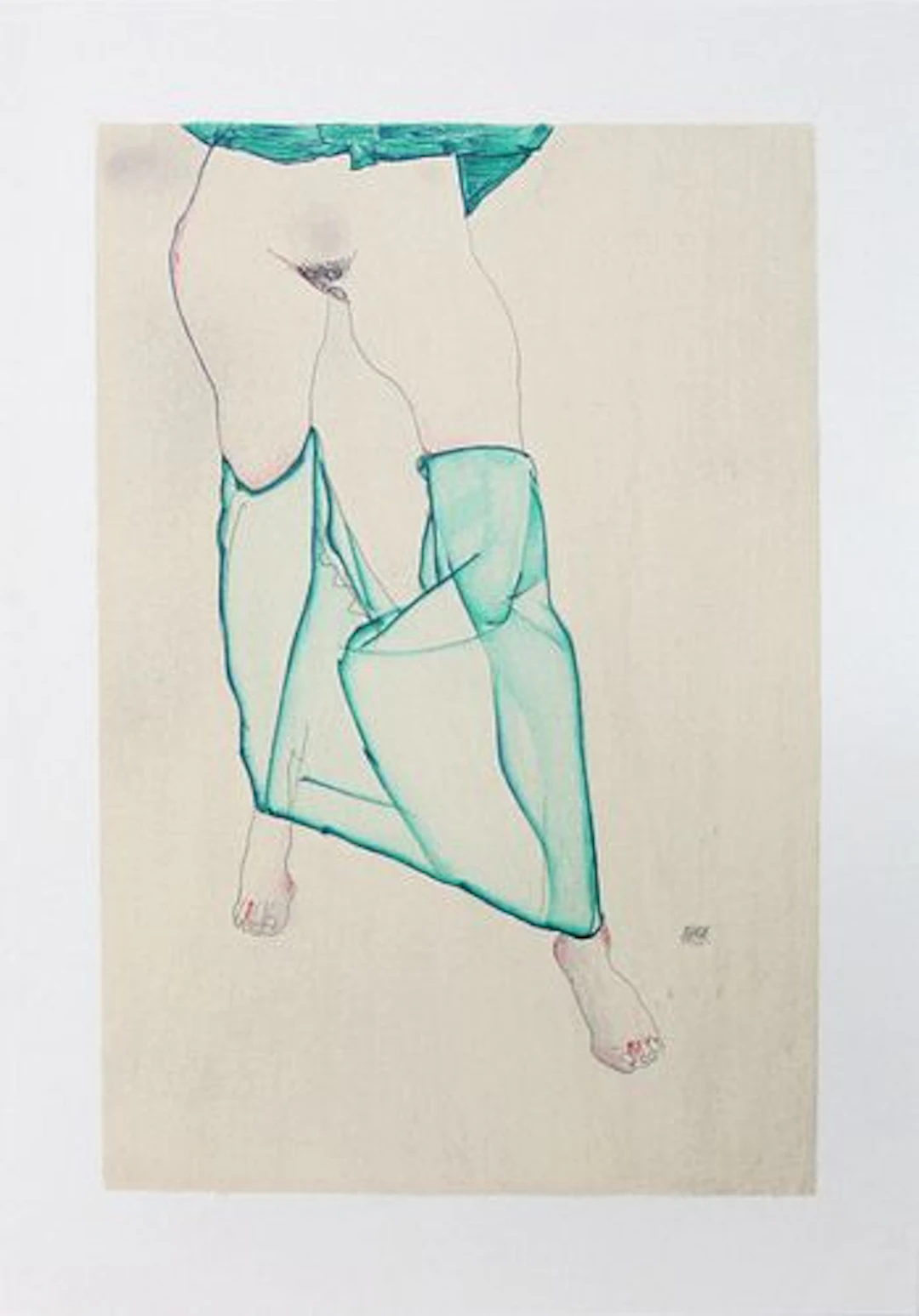 Egon Schiele (After) - Standing Female Nude from the