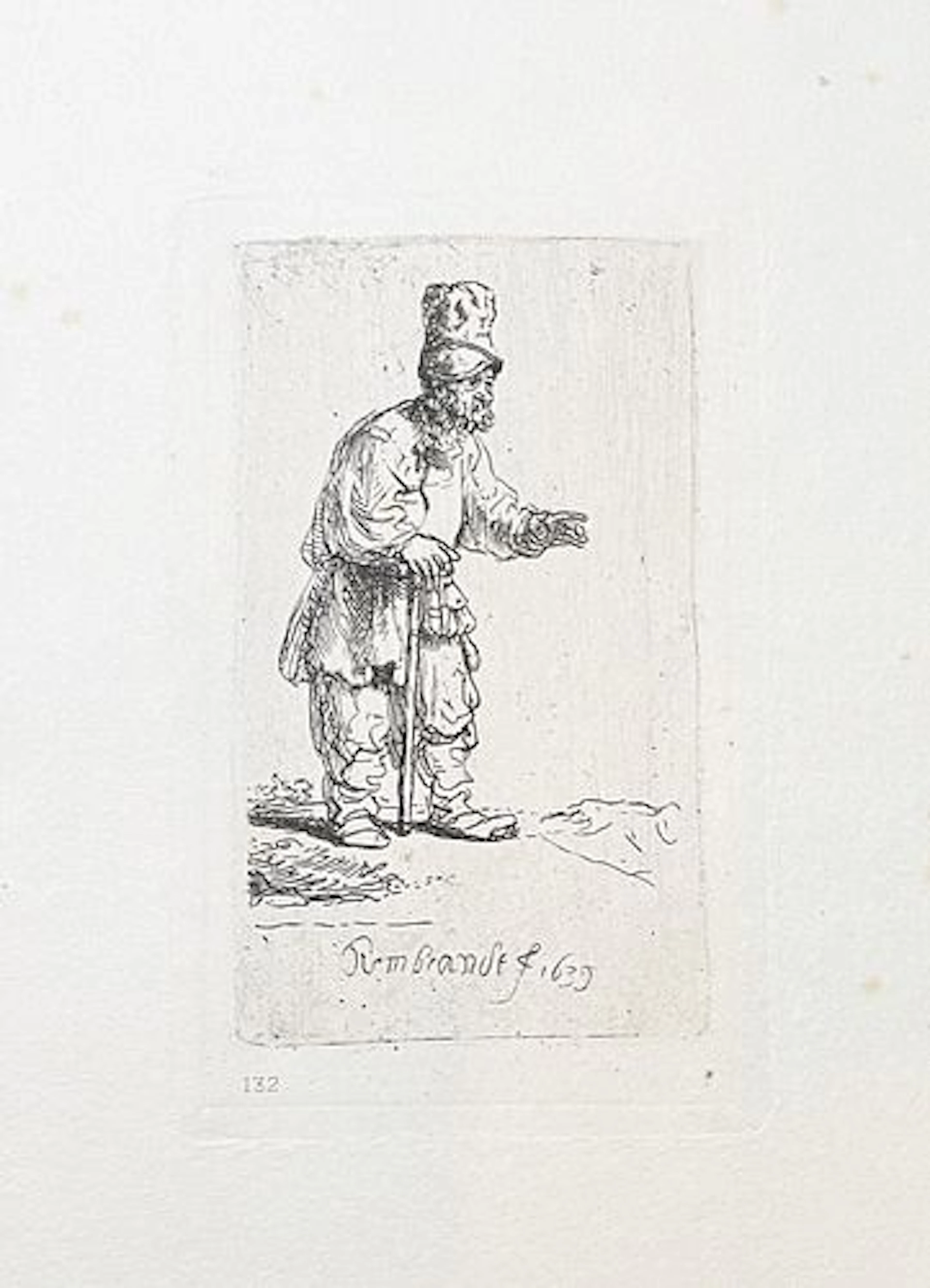 Rembrandt van Rijn (After) - A Jew with High Cap