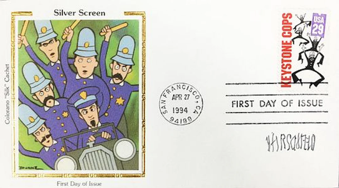 Al Hirschfeld and Dunne - Keystone Cops First Day of Issue