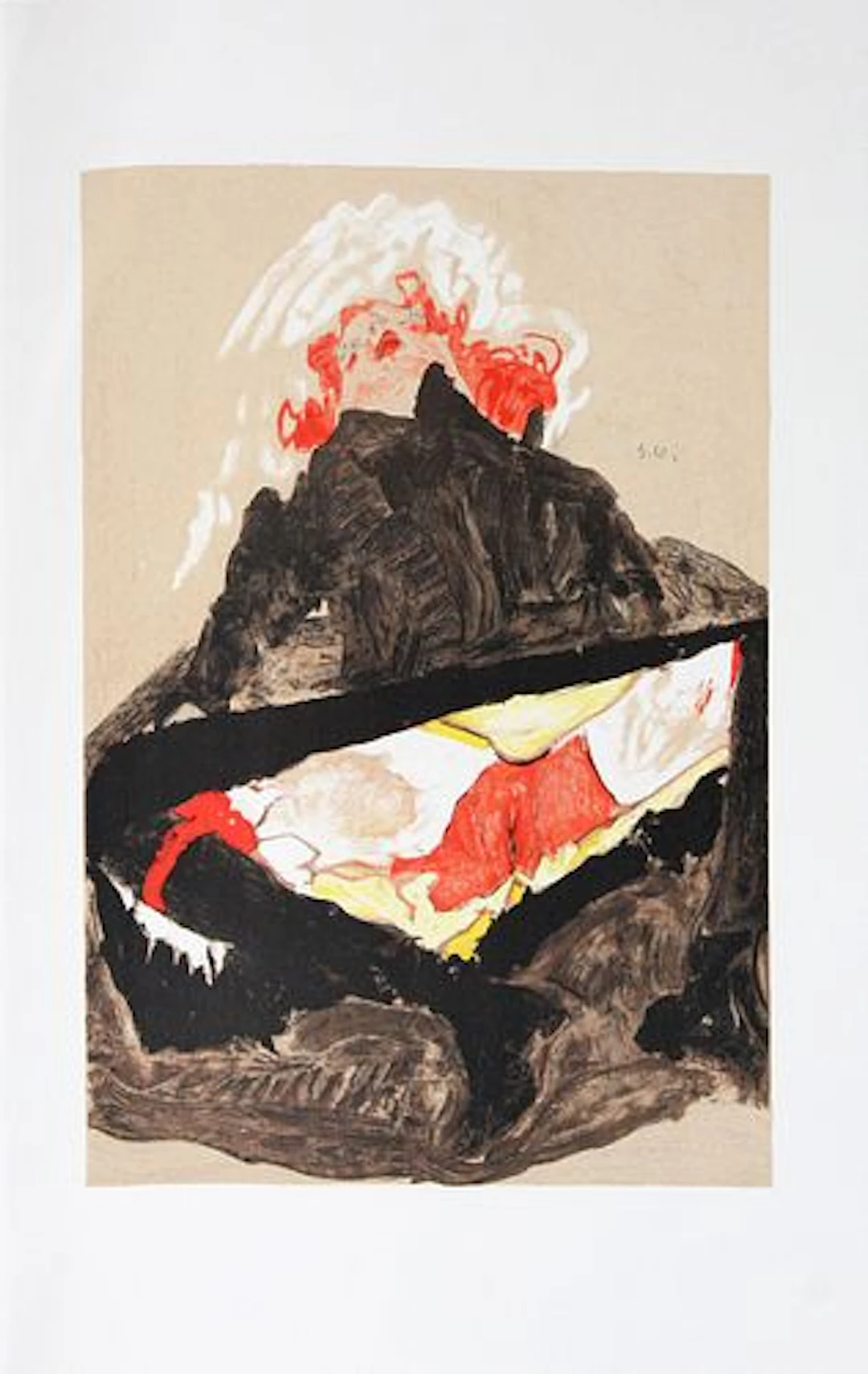 Egon Schiele (After) - Red Haired girl with Spread Legs