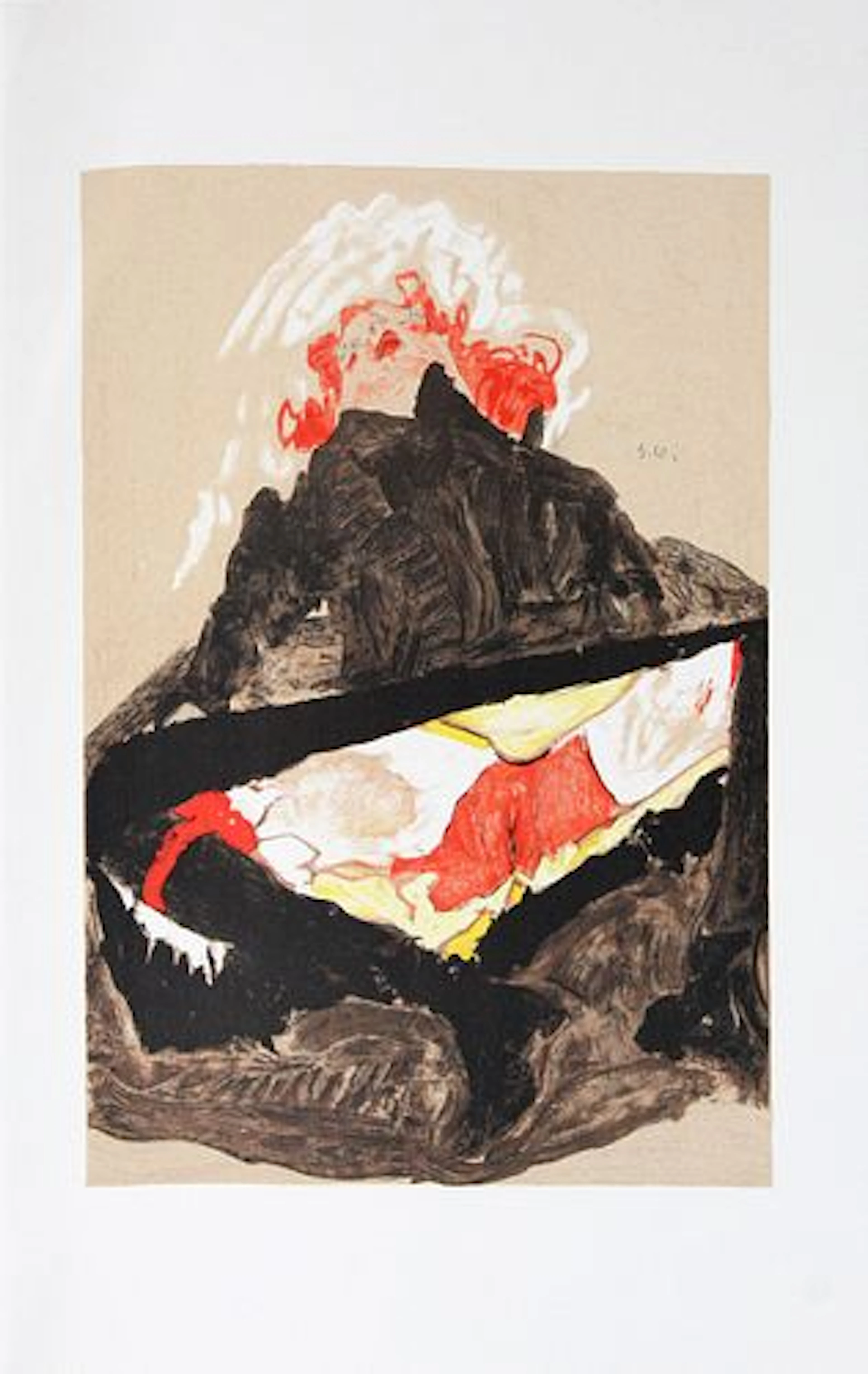 Egon Schiele (After) - Red Haired girl with Spread Legs