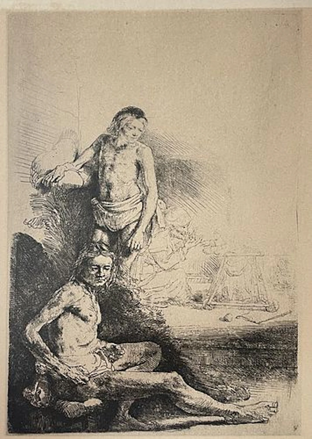 Rembrandt van Rijn (after) - A Young Man Seated and Standing c1880