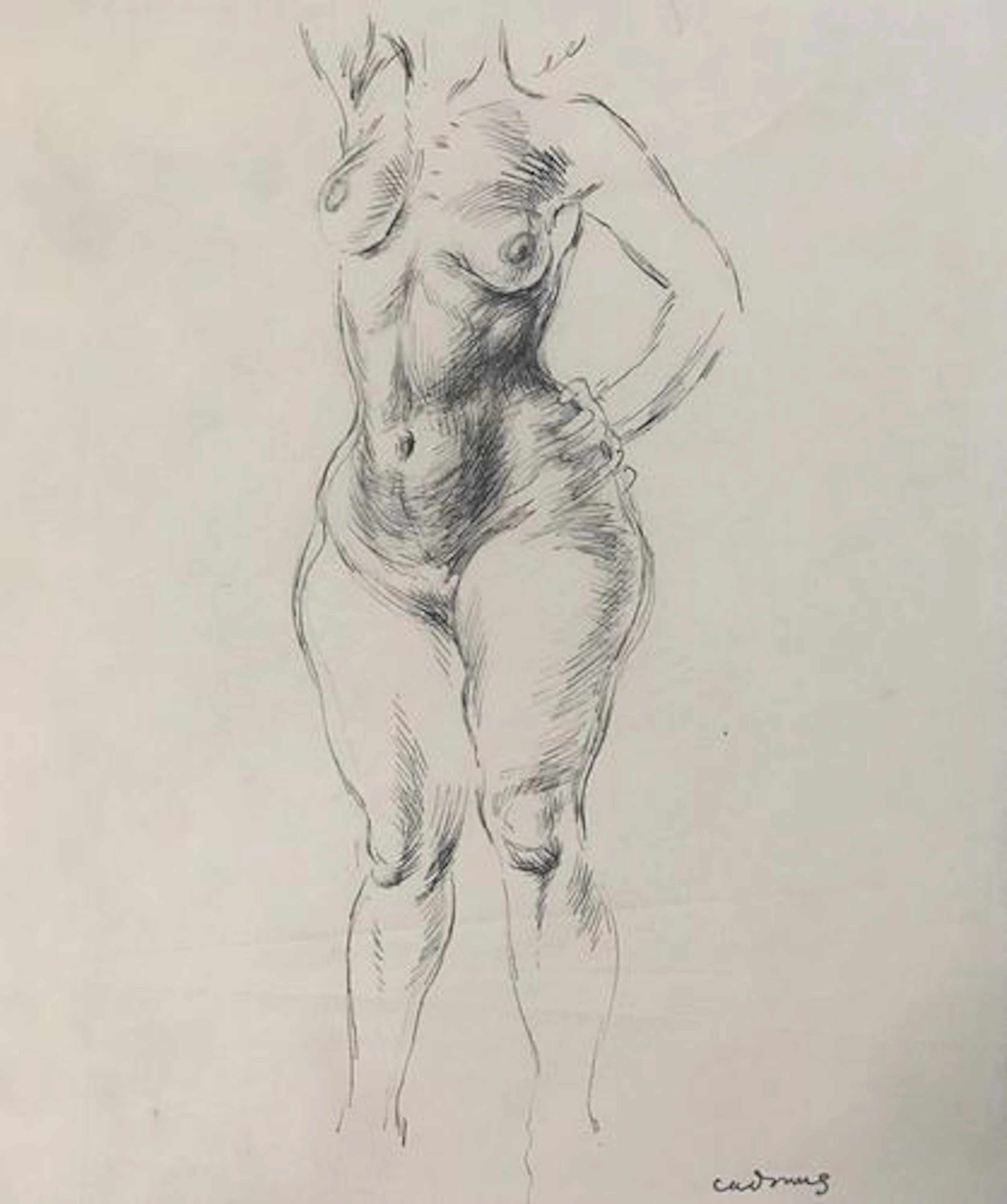 Paul Cadmus - Female Nude Torso Original Drawing