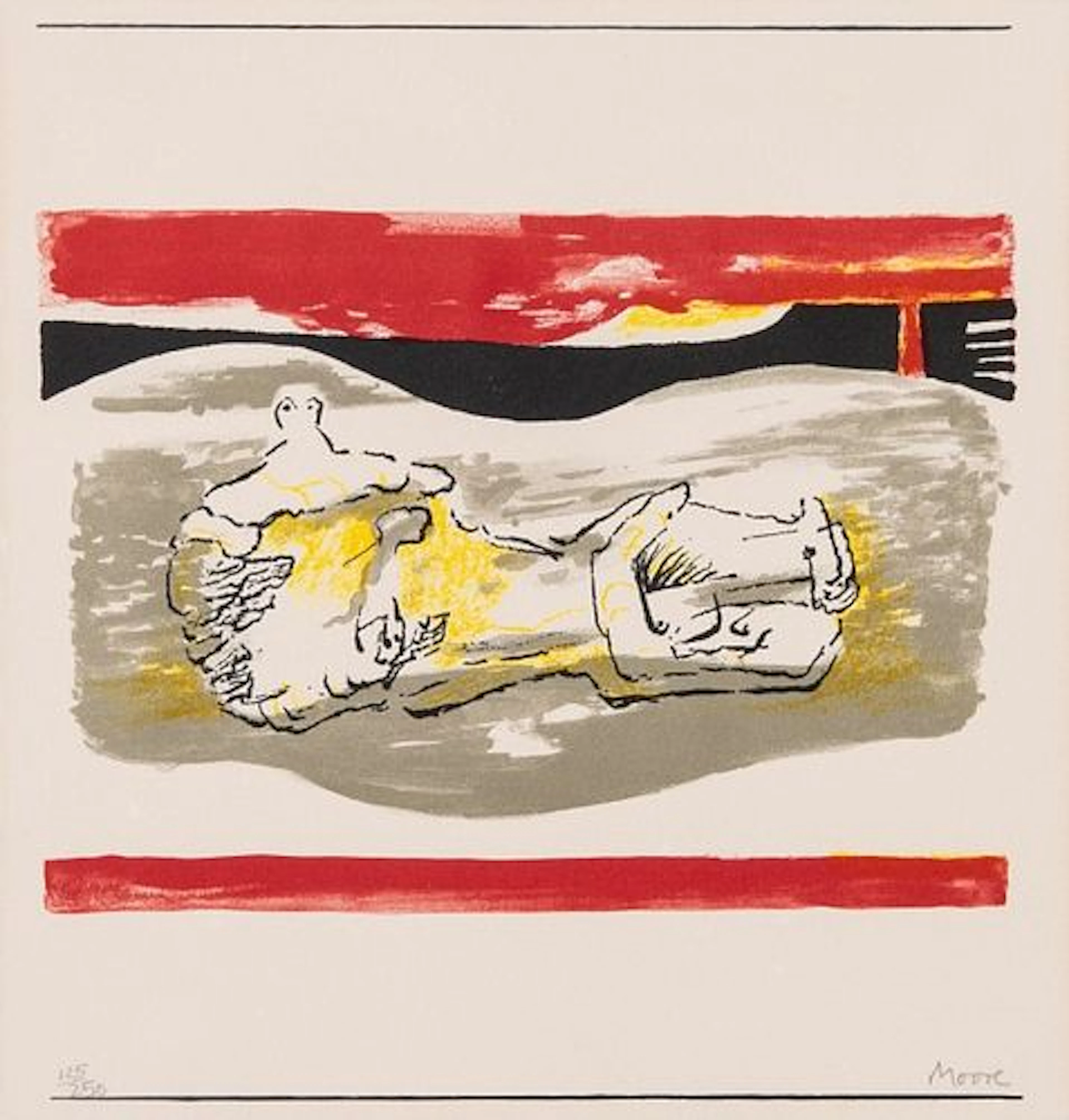 Henry Moore - Reclining Figure with Red Stripes