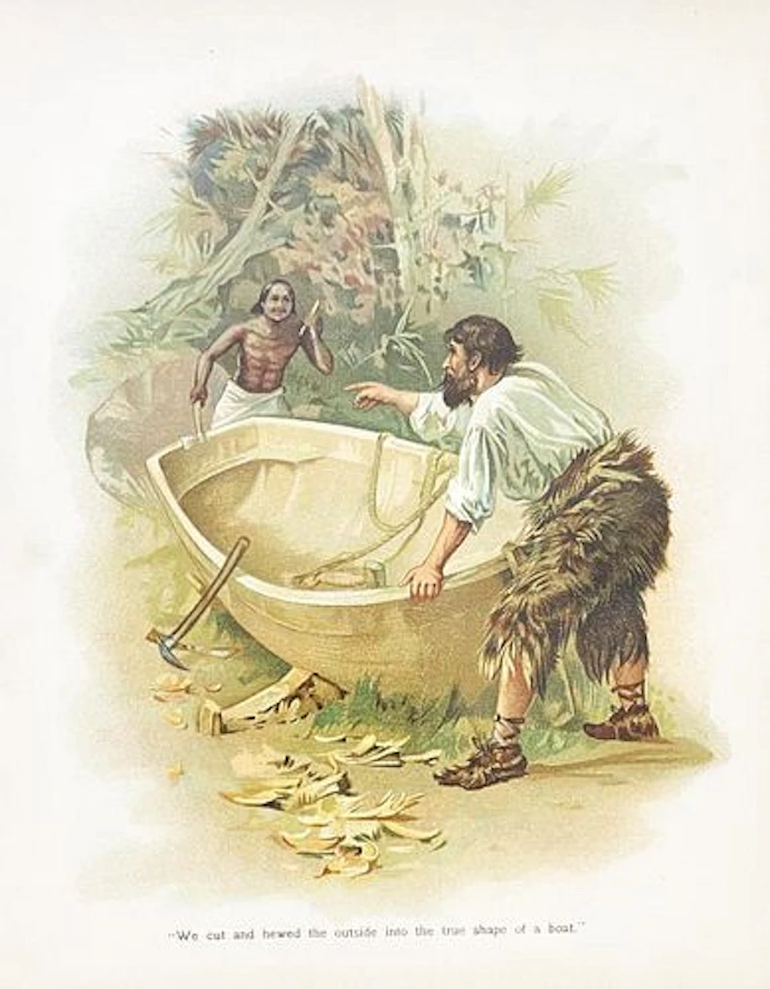 Antique Print Joseph Finnemore - Robinsone Crusoe Chromolithograph II