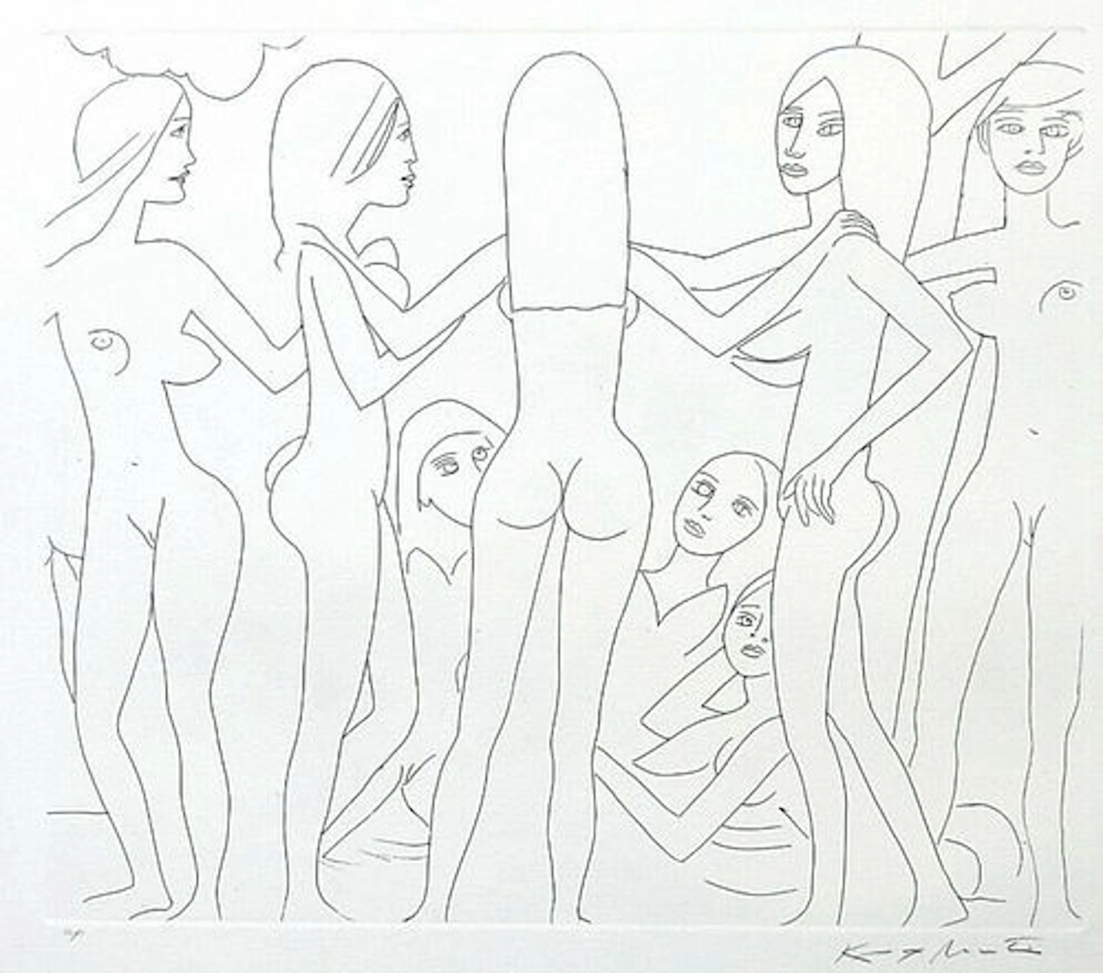 Knox Martin - Dancing Nudes III