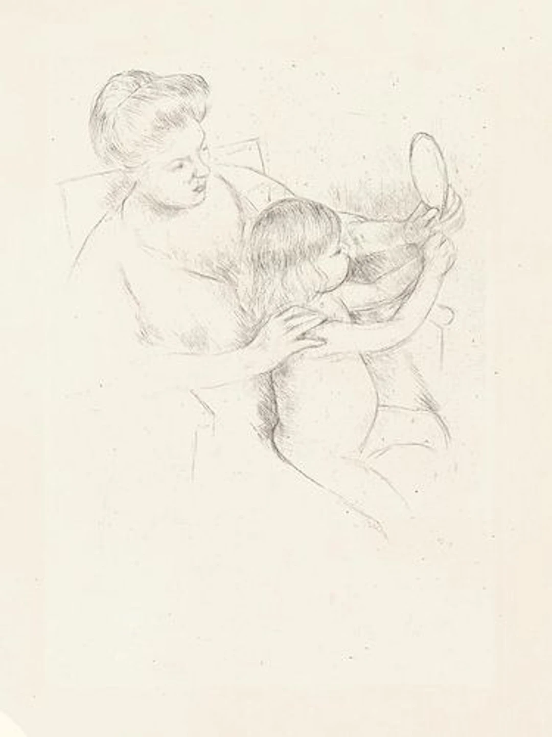 Mary Cassatt - Looking into Hand Mirror