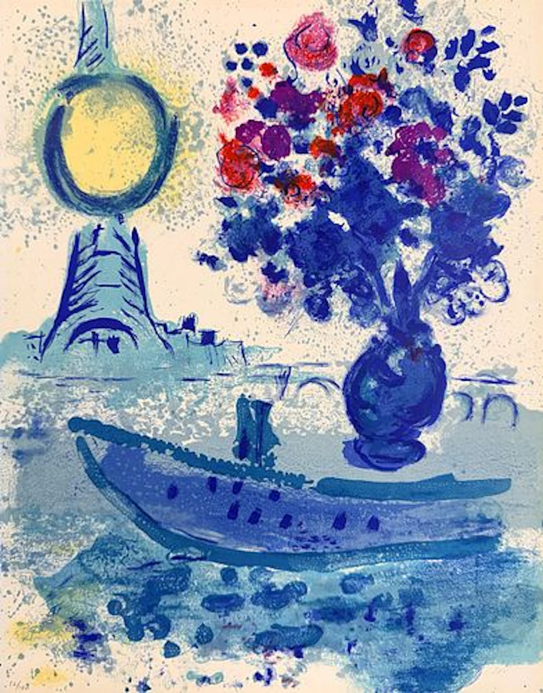 Marc Chagall (After) - Bateau Mouche au Bouquet
