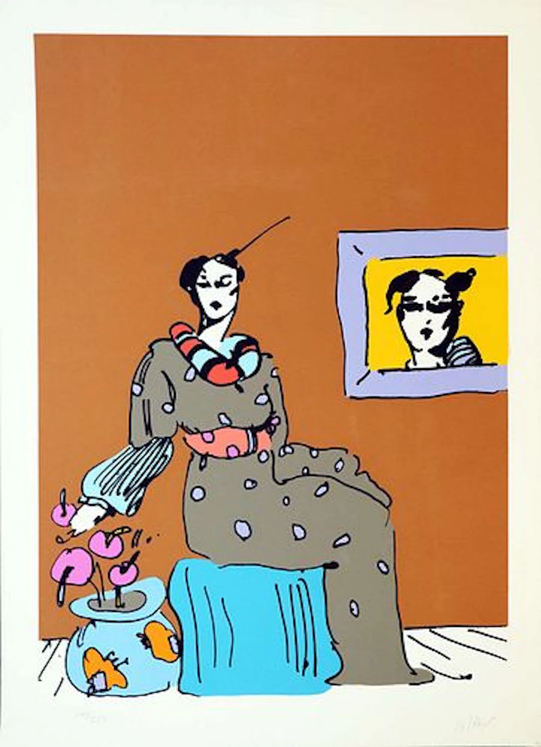 Peter Max - Lady with Portrait