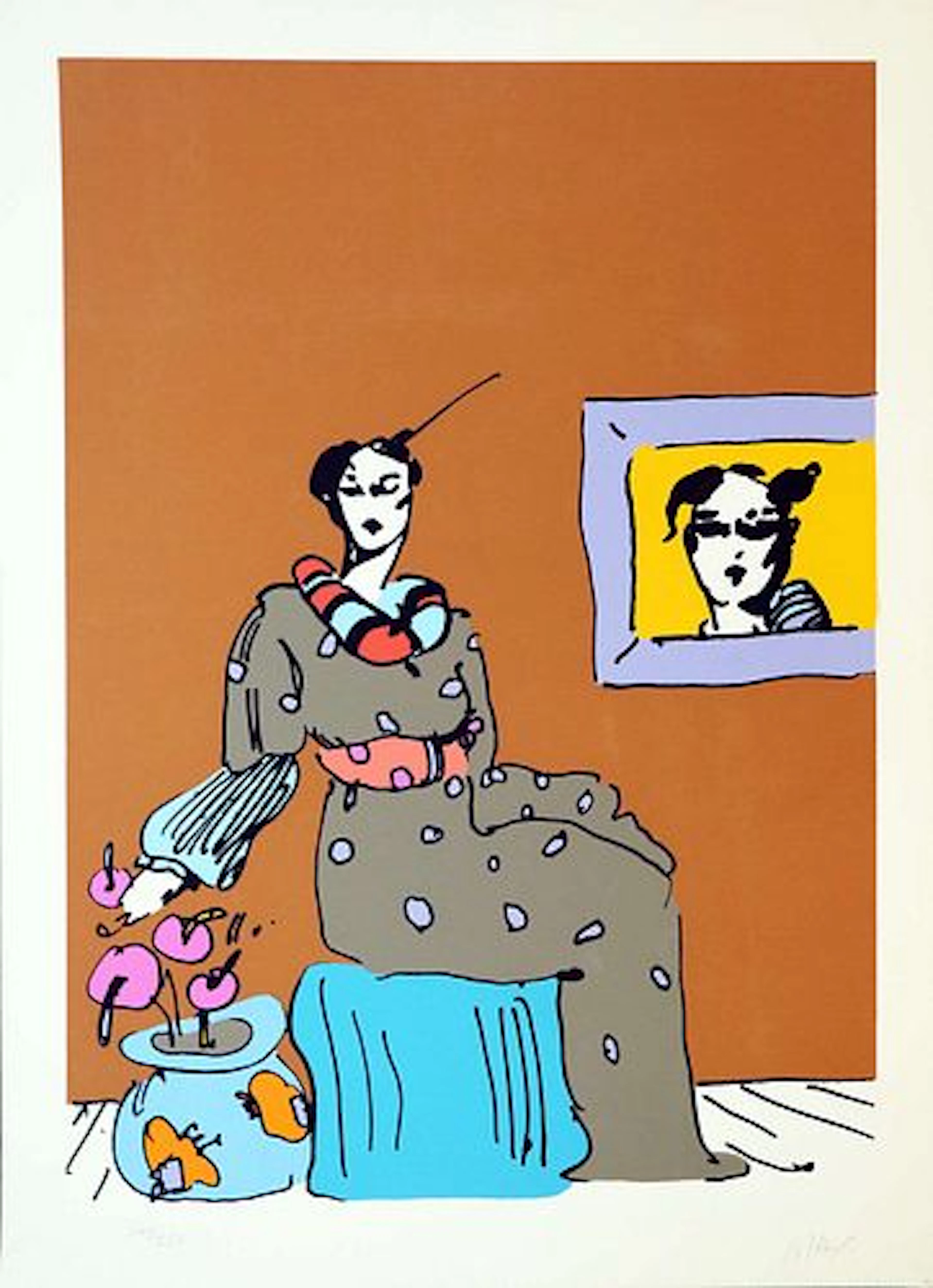 Peter Max - Lady with Portrait
