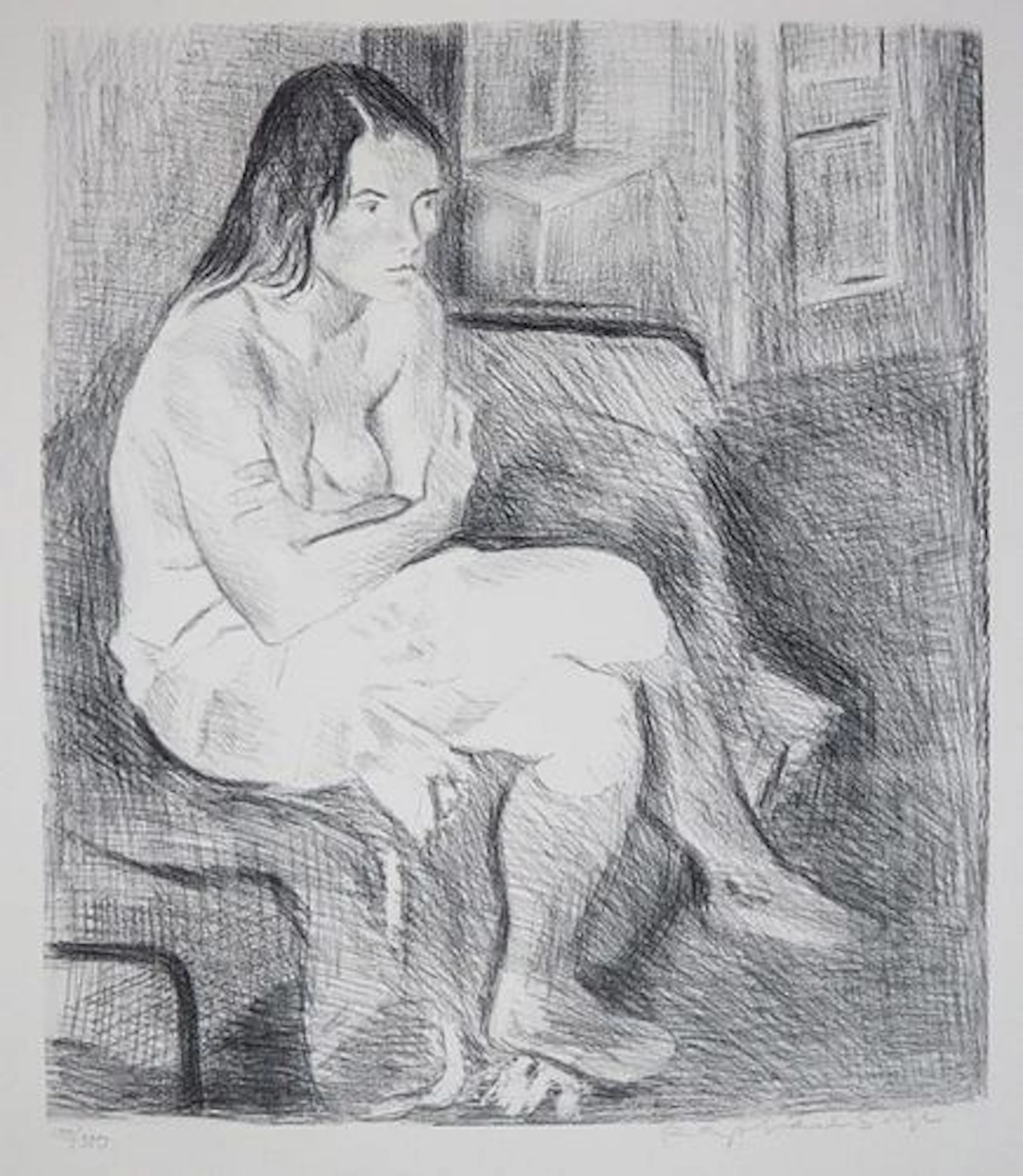 Raphael Soyer - Seated Women Pink Socks