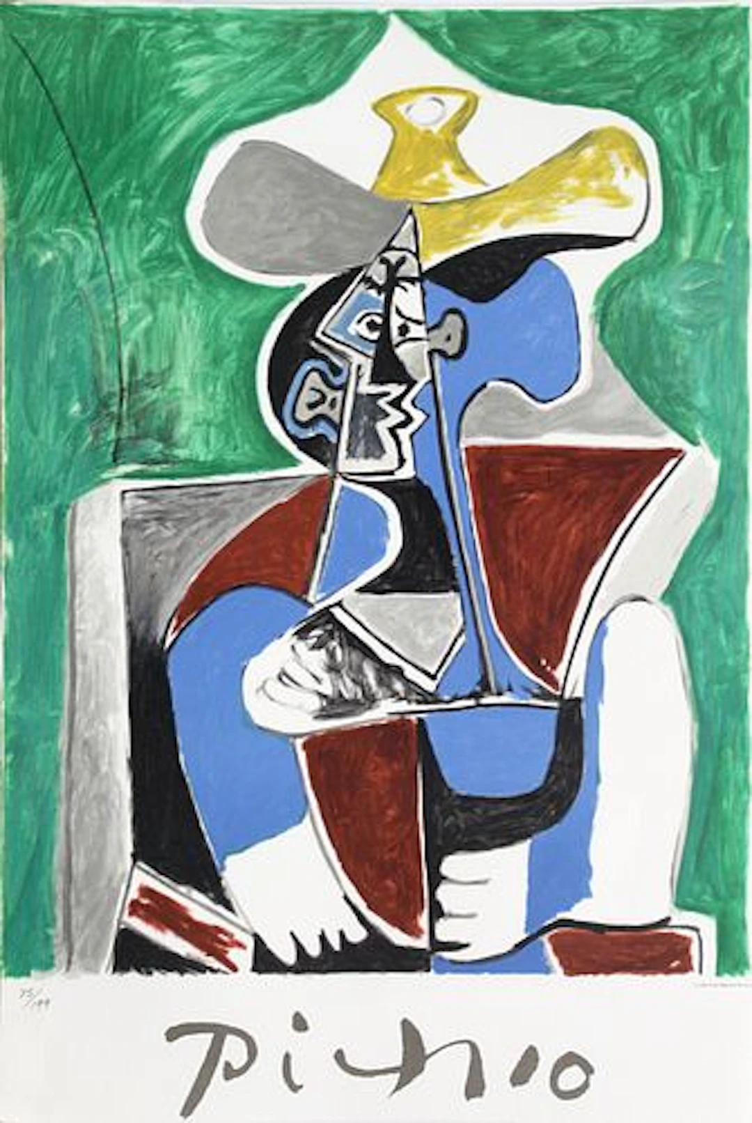Pablo Picasso (After) - Buste au Chapeau Jaune et Gris