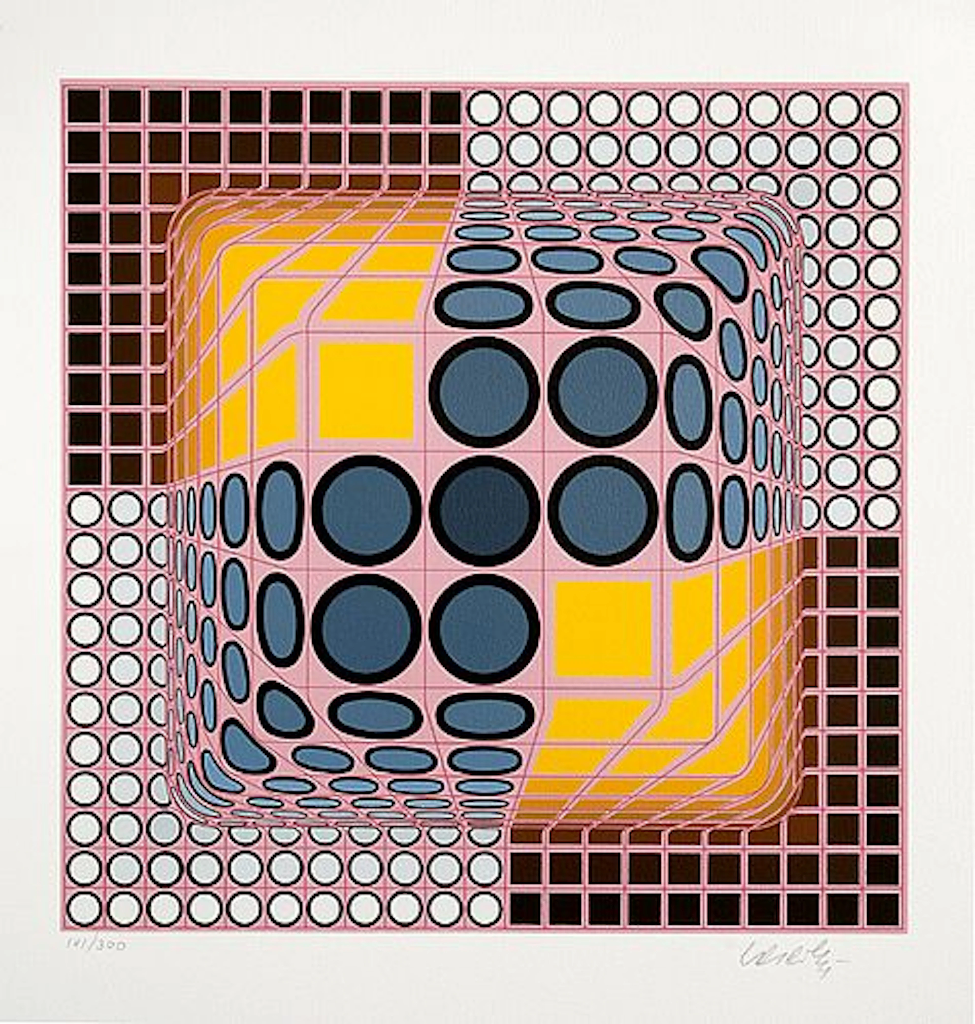 Victor Vasarely - Pink Composition
