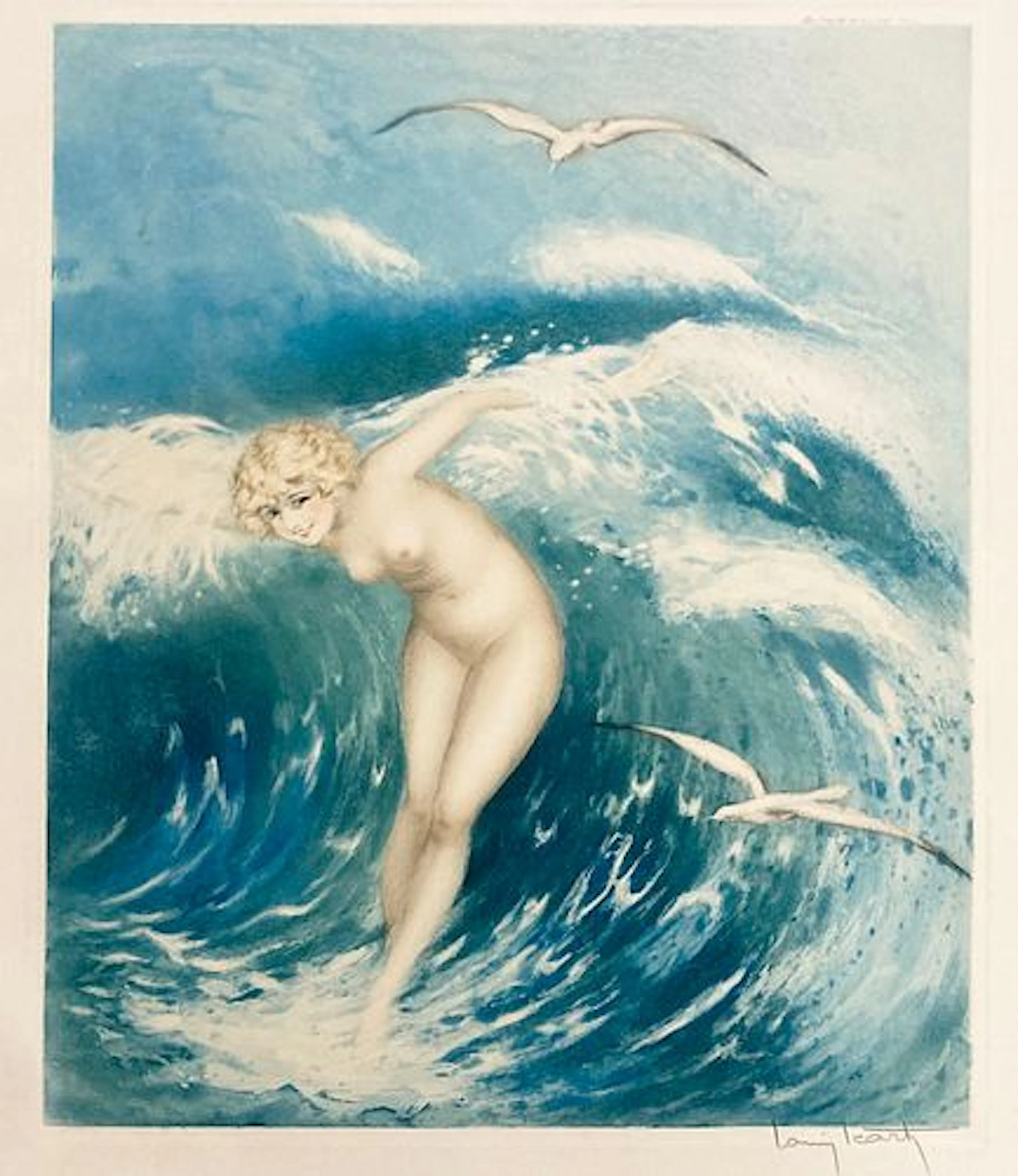Louis Icart - Venus in the Waves (Light Blue)