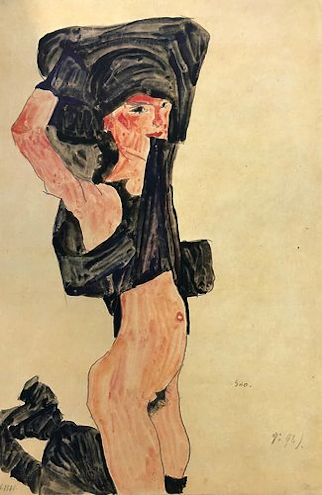 Egon Schiele (After) - Girl Kneeling 1910