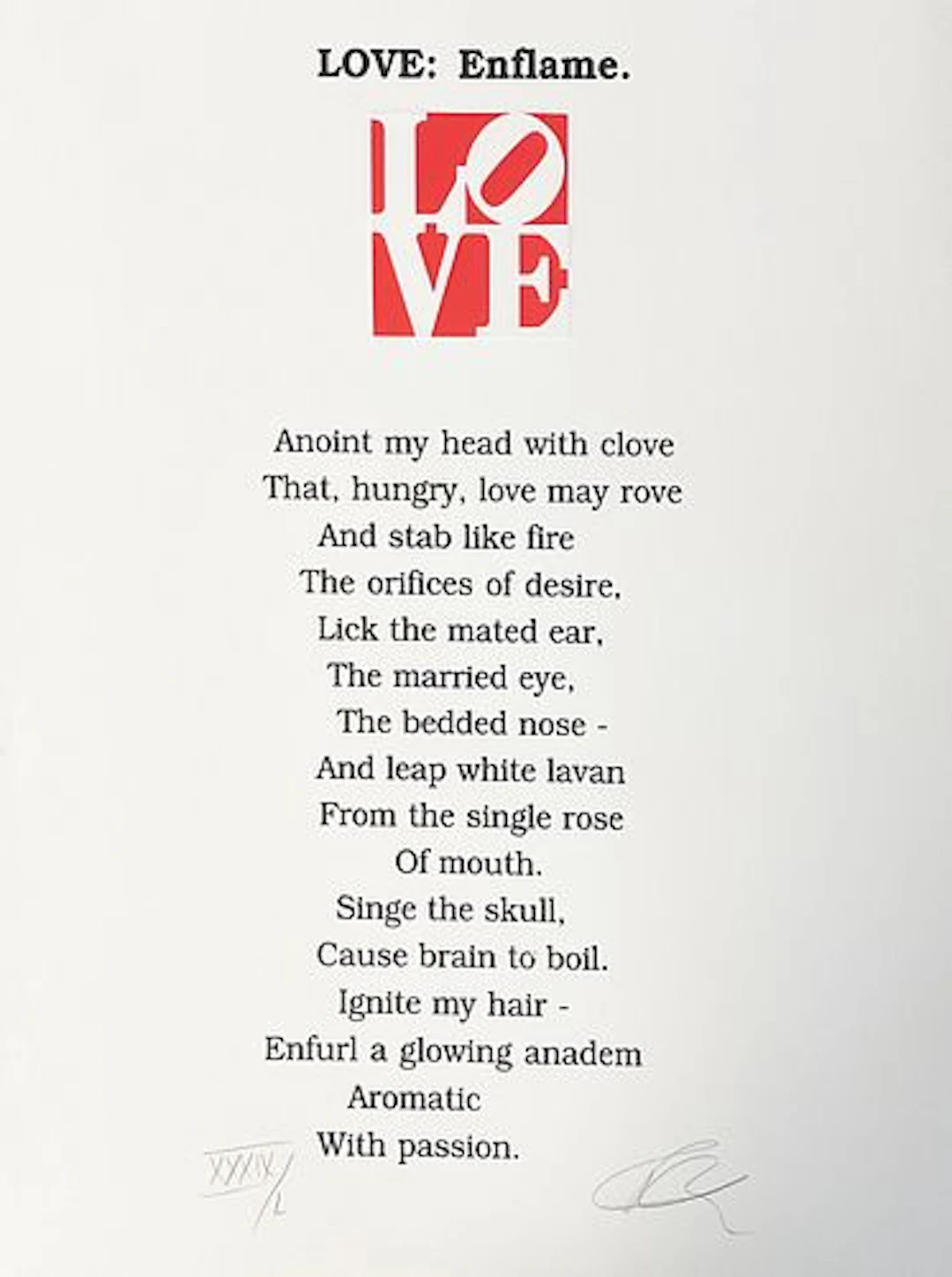 Robert Indiana - Love Poem Anoint My Head