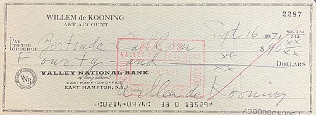 Willem De Kooning - Signed Check from Willem de Kooning 7