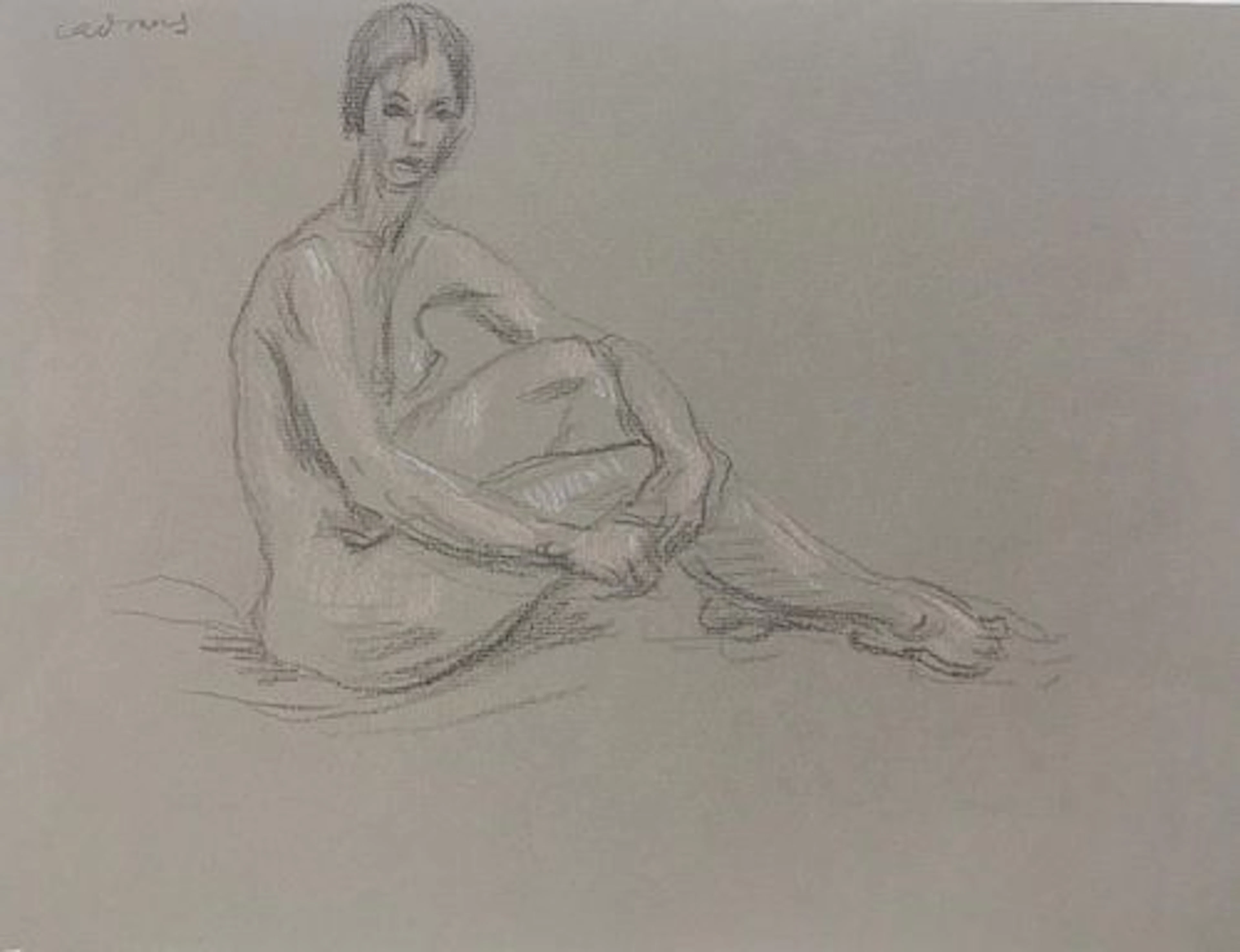 Paul Cadmus - Seated Female Nude Original Drawing