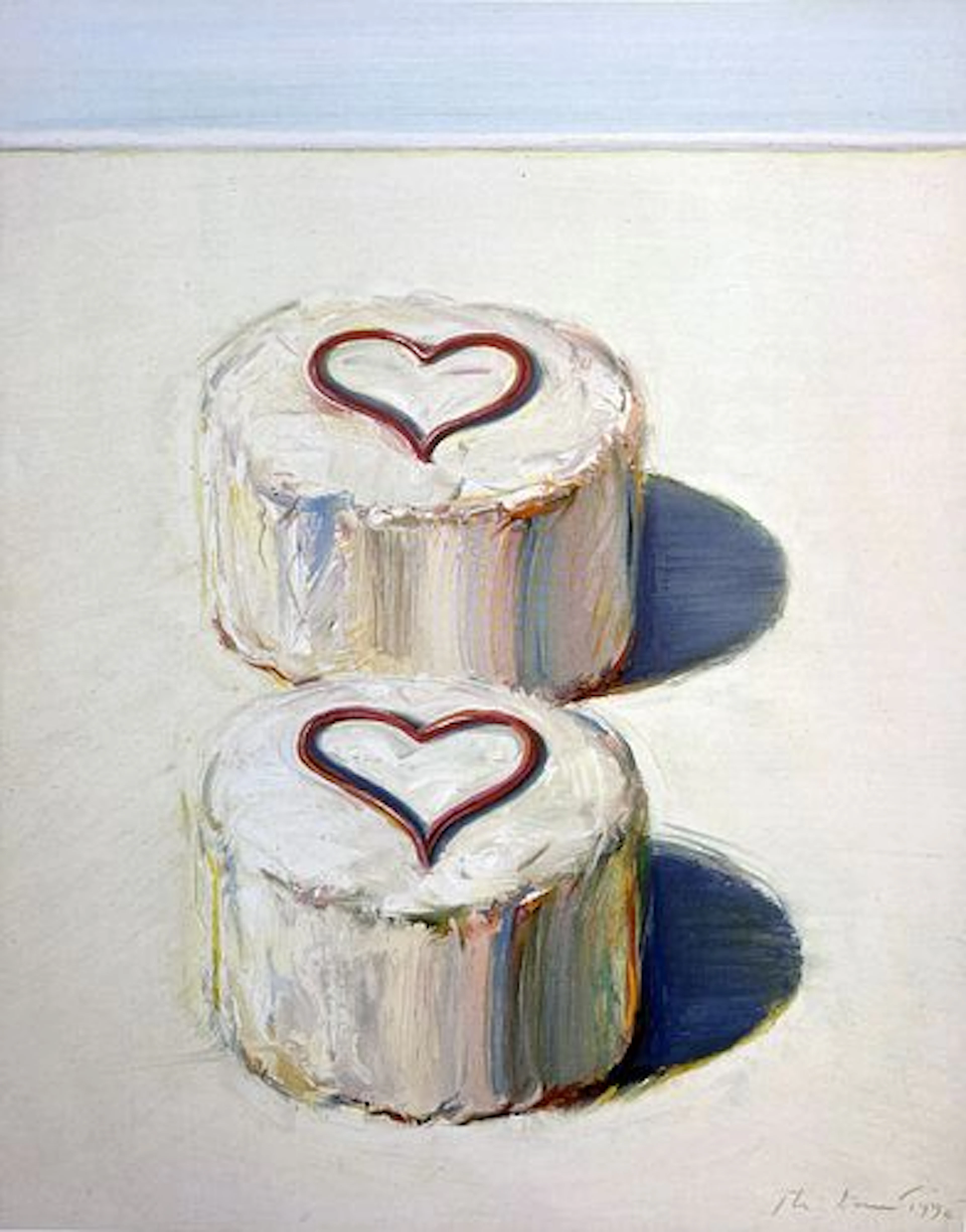 Wayne Thiebaud - Two Heart cakes