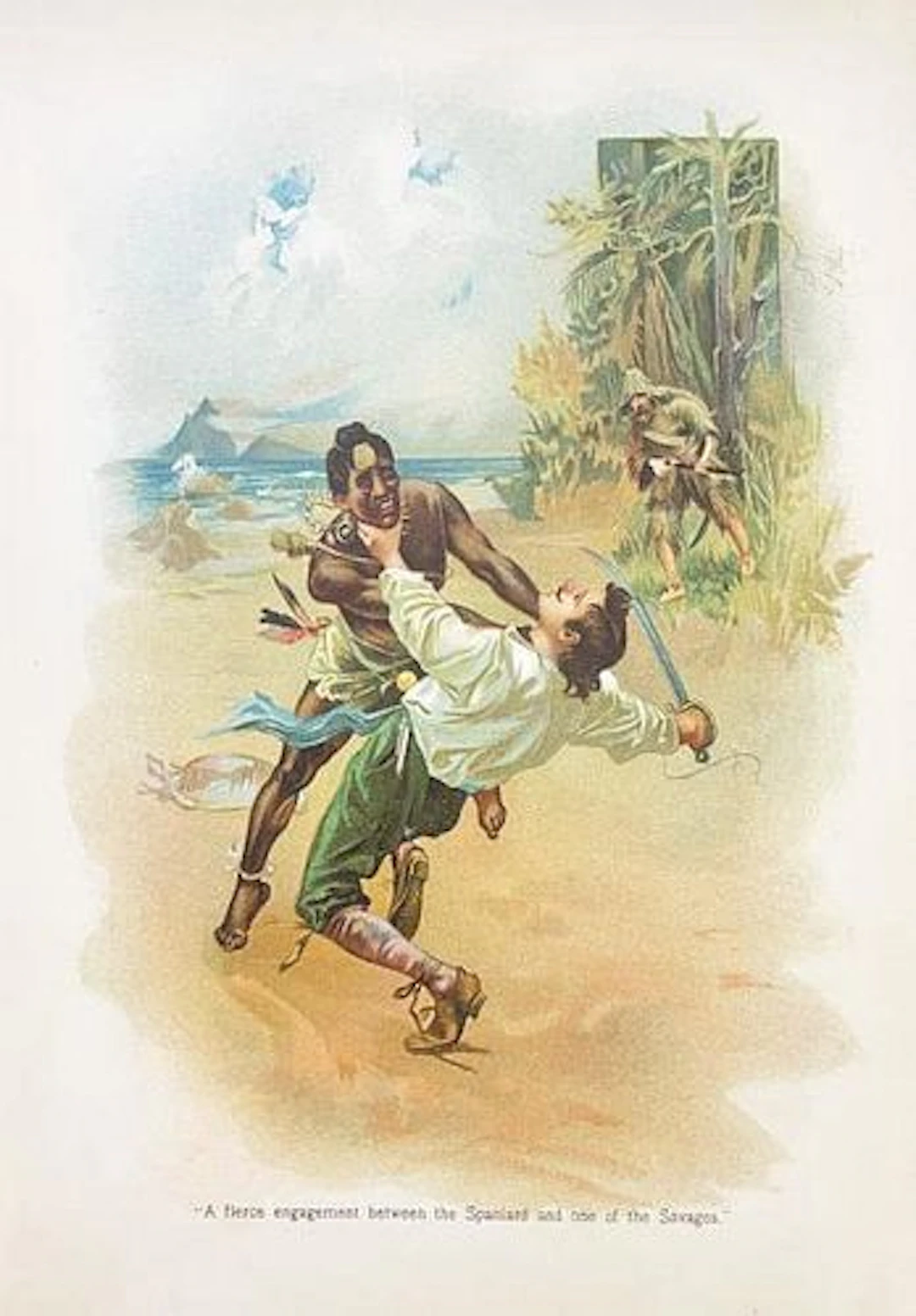 Antique Print Joseph Finnemore - Robinsone Crusoe Chromolithograph IV