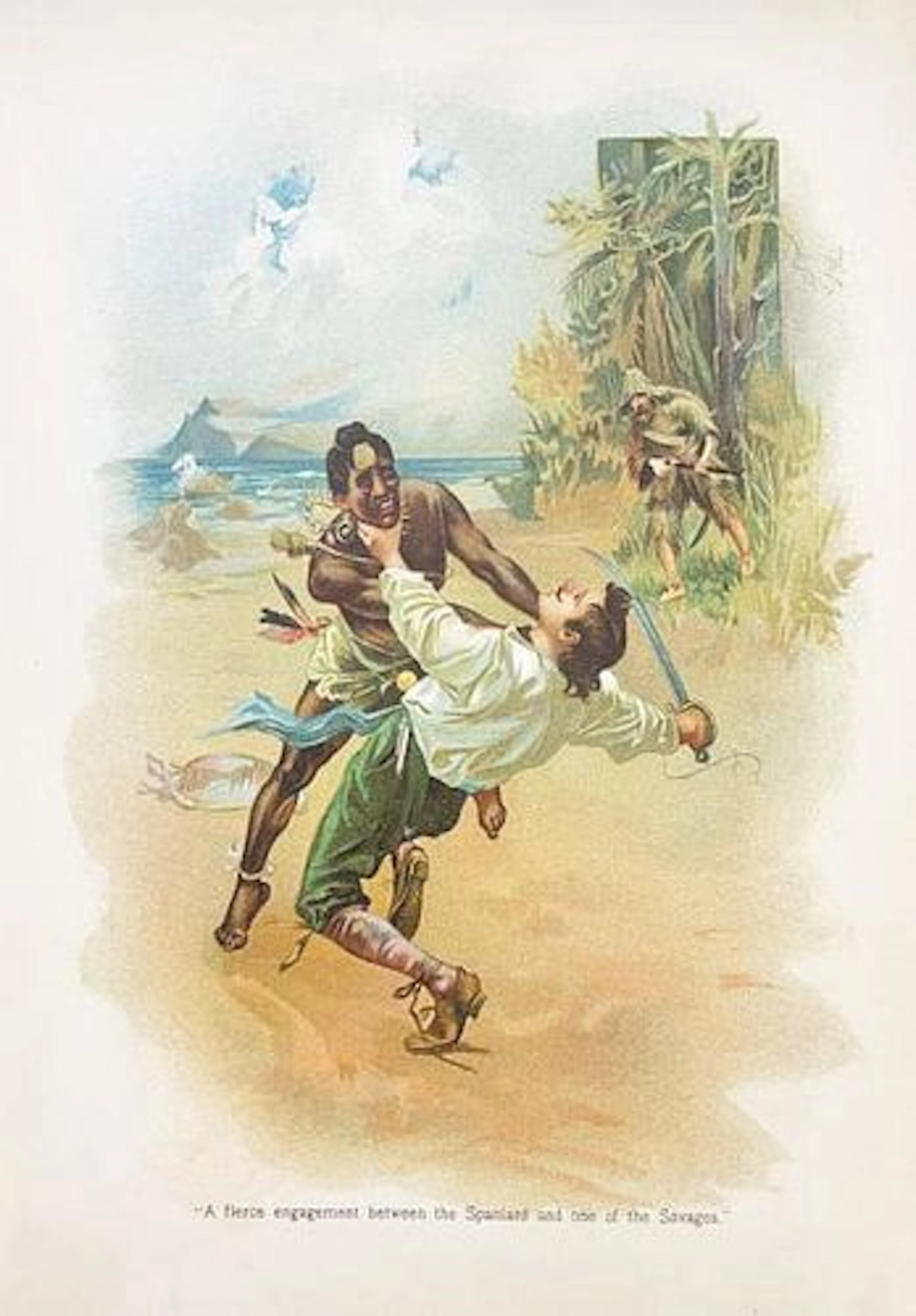 Antique Print Joseph Finnemore - Robinsone Crusoe Chromolithograph IV