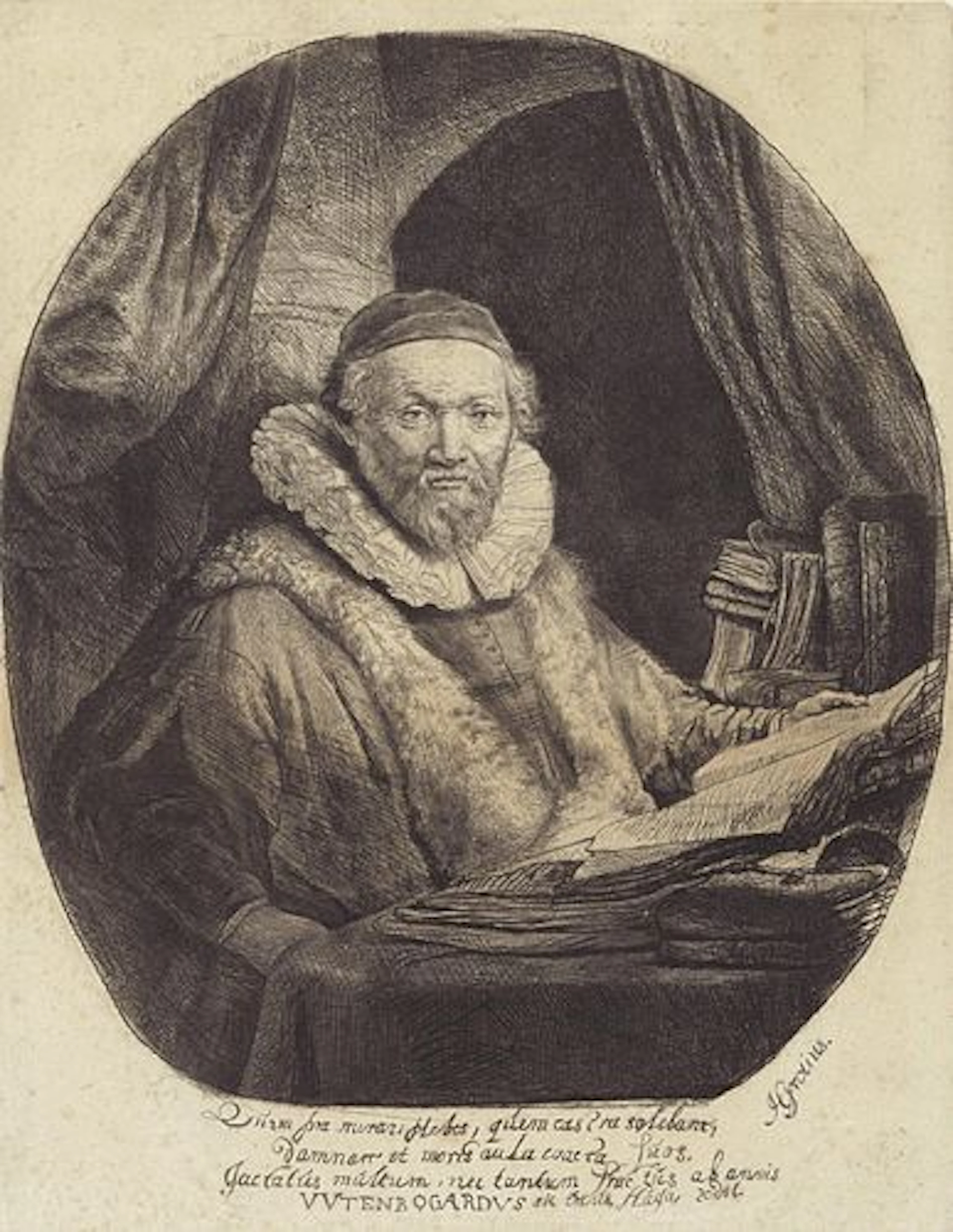 Rembrandt van Rijn (after) - Jan Uytenbogaert Preacher of the Remonstrants 1880