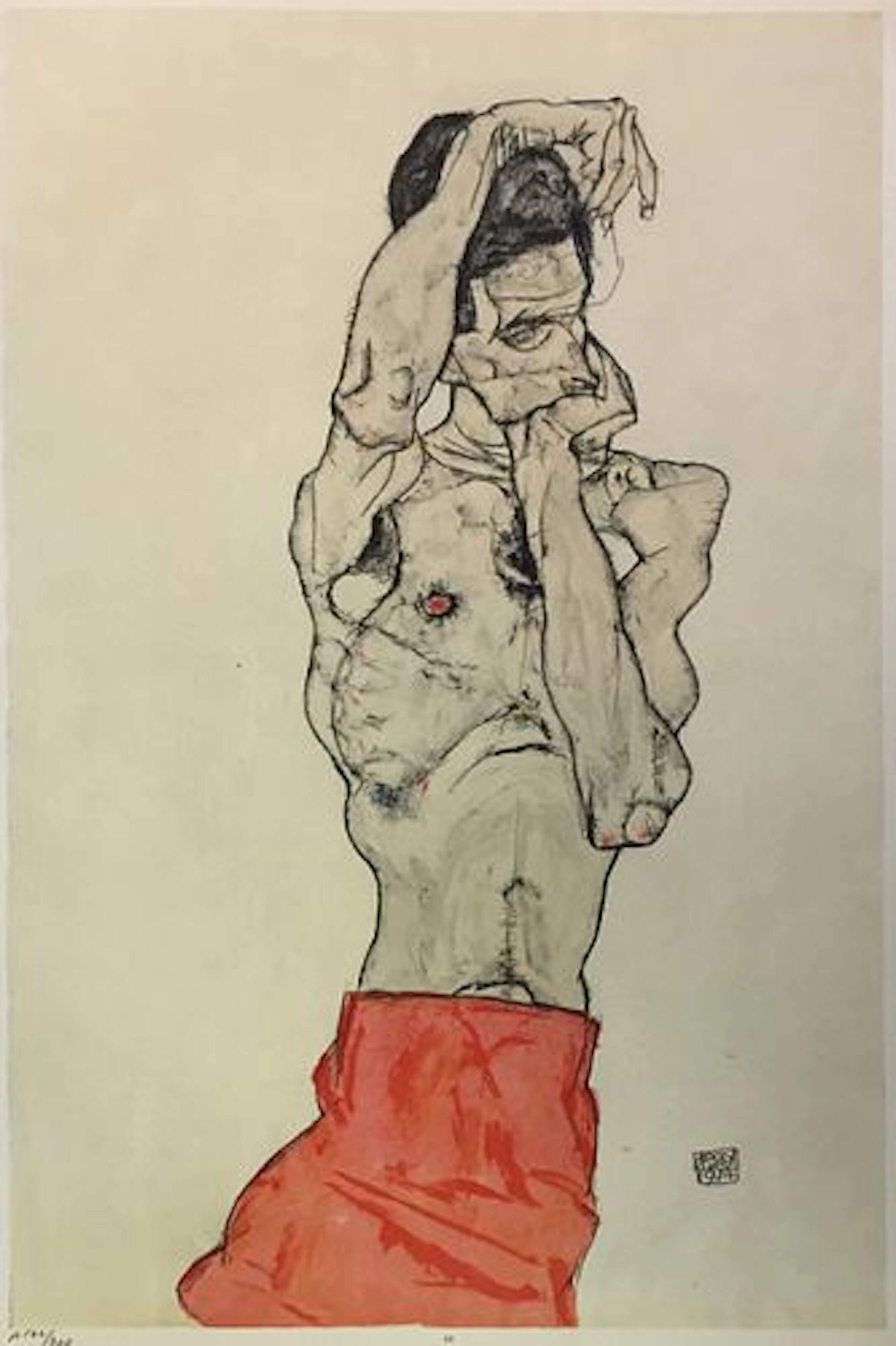 Egon Schiele (After) - Man with Red Loin-Cloth