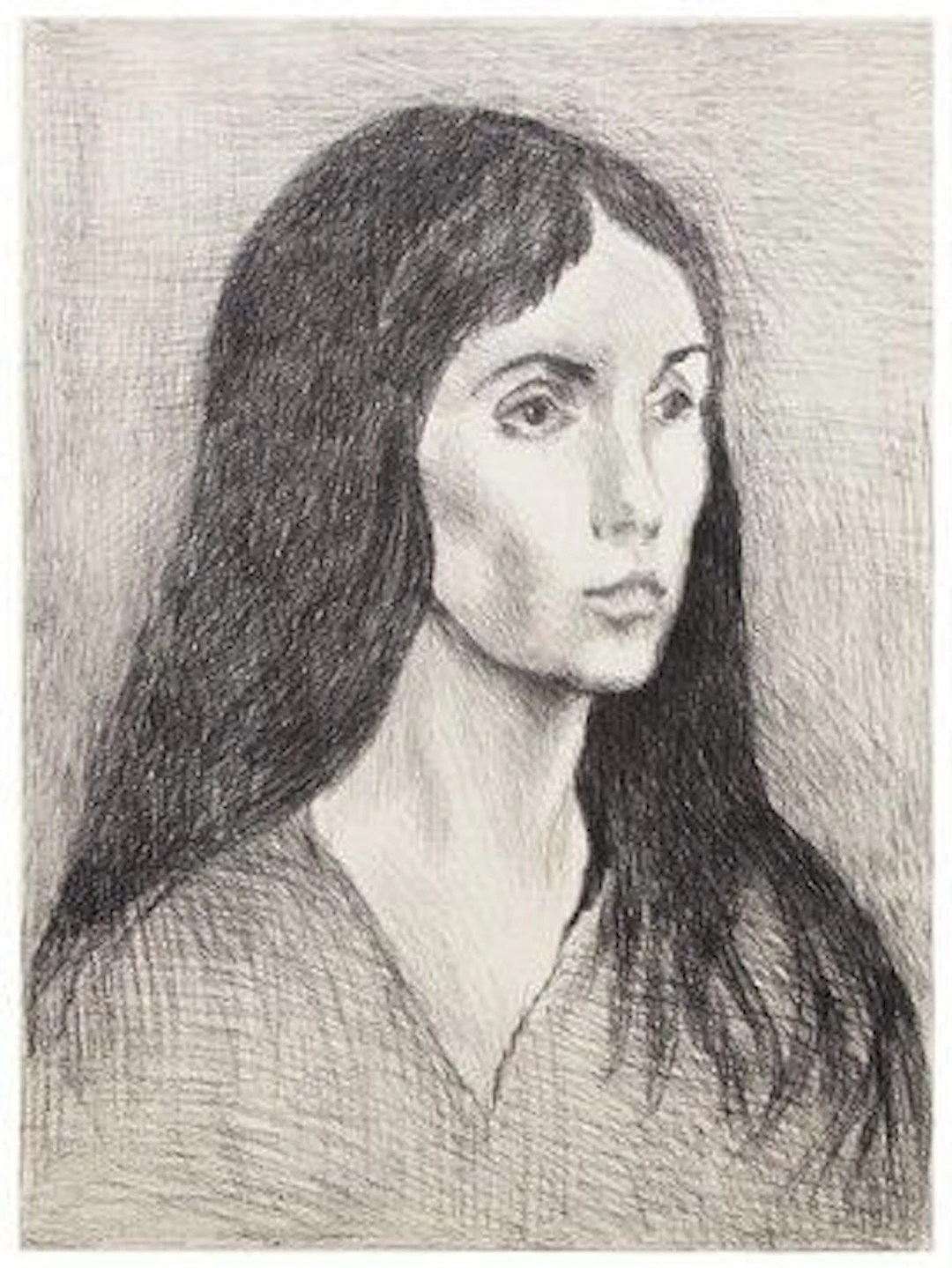 Raphael Soyer - Woman with Black Hair