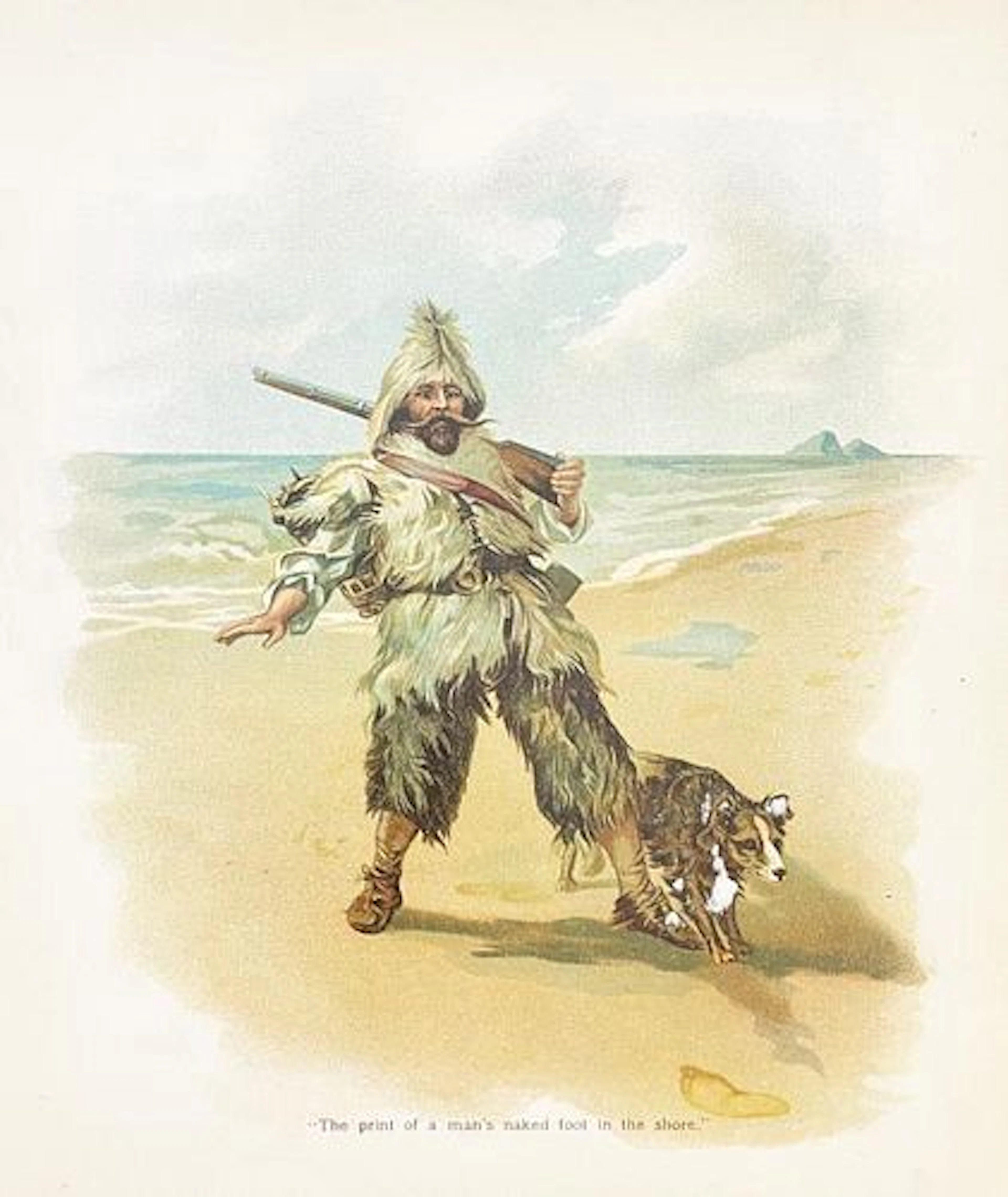 Antique Print Joseph Finnemore - Robinsone Crusoe Chromolithograph III