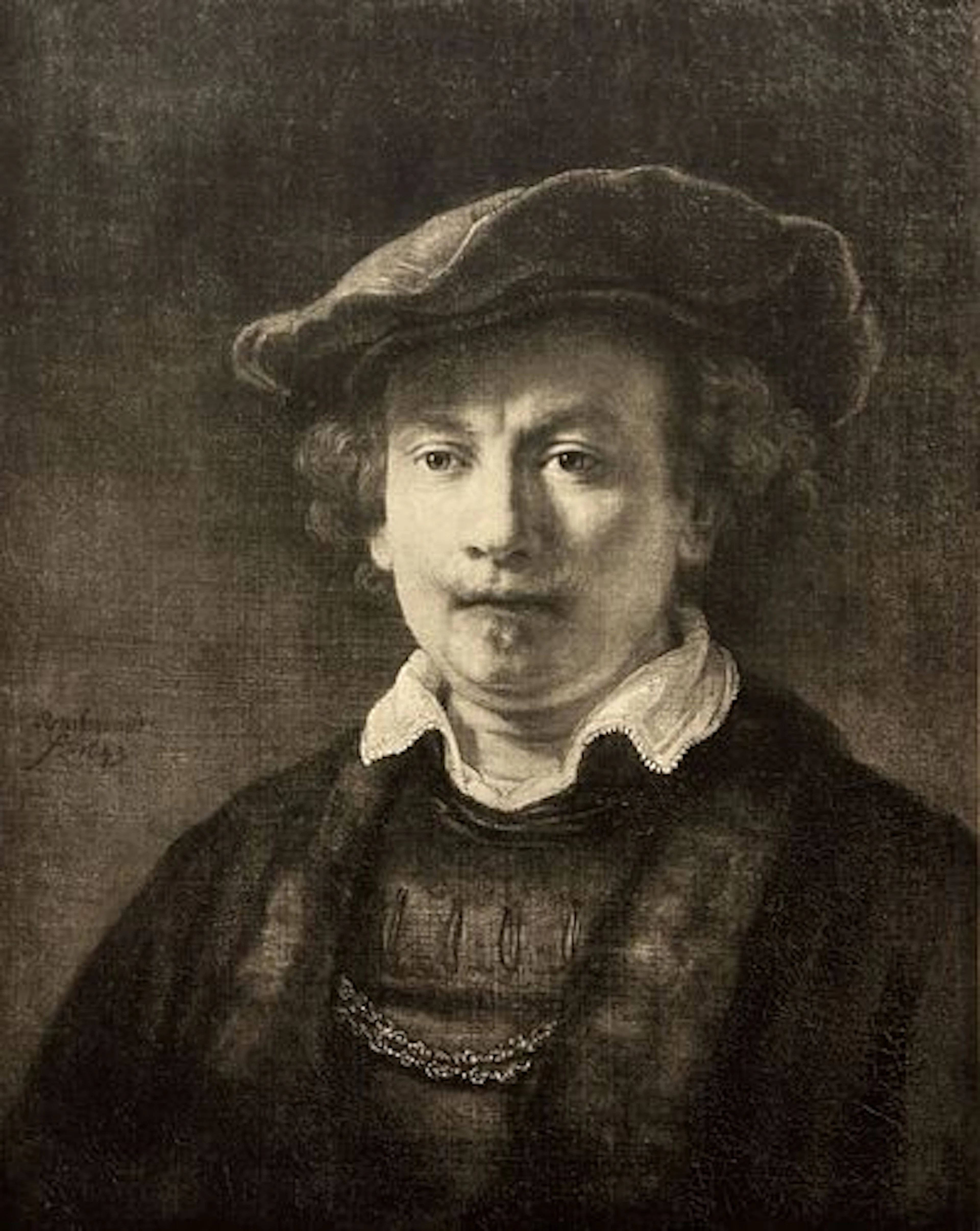 Rembrandt van Rijn (After) - Portrait of Rembrandt With A Red Cap