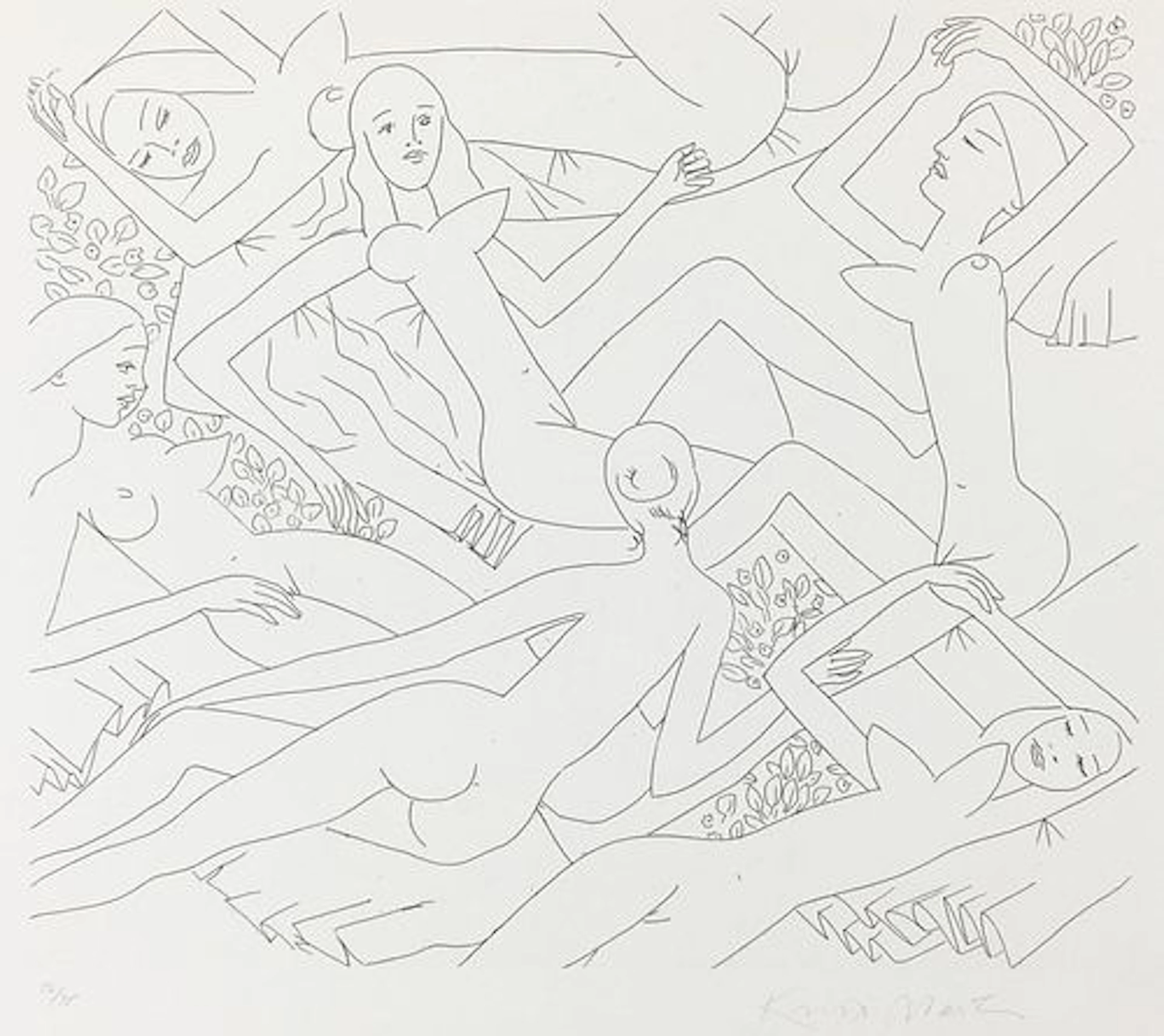 Knox Martin - Dancing Nude VI