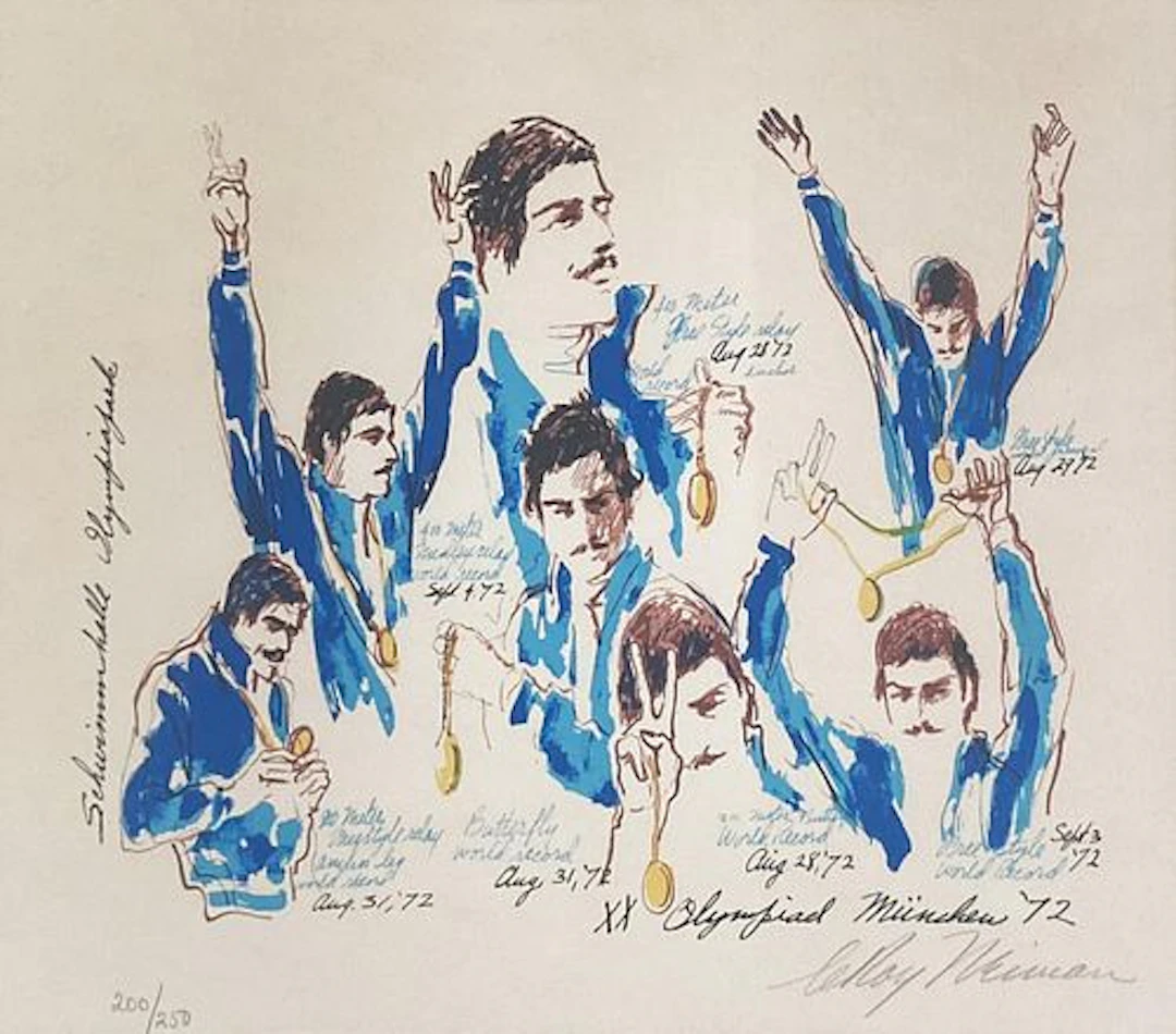 Leroy Neiman - Mark Spitz with Medals